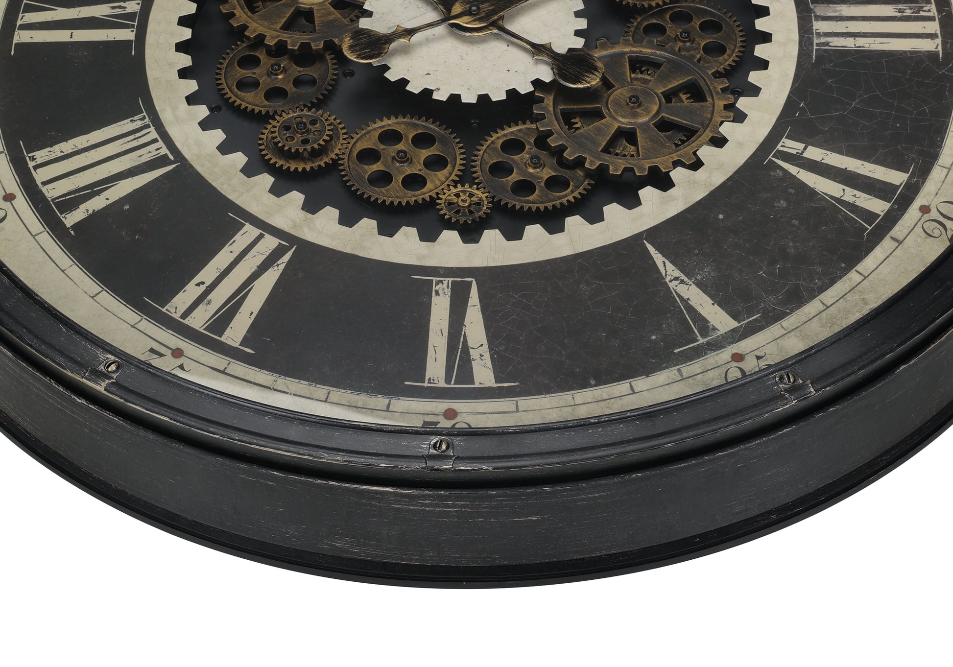 30" Brown Gear Wall Clock with Roman Numerals-Clocks-DECOROLALA