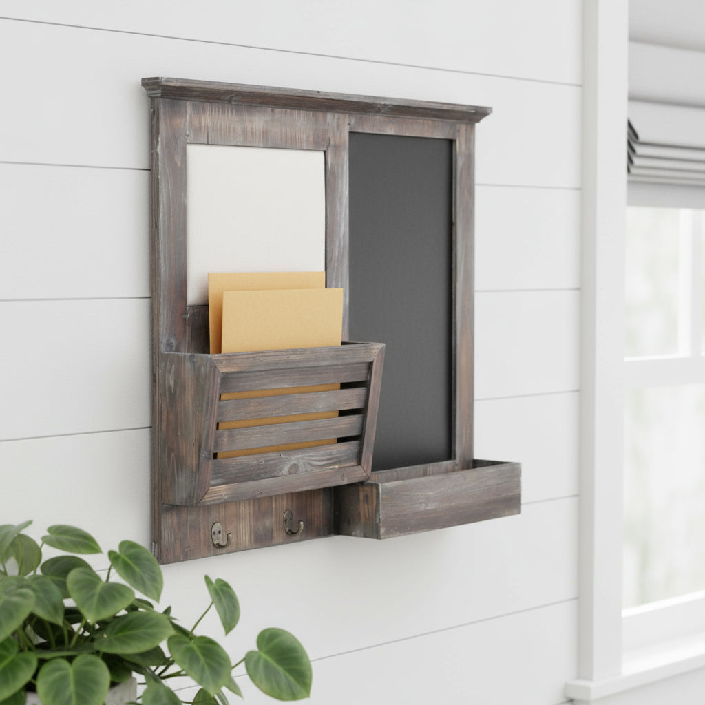 30" Brown Solid Wood Paper Organizer-Organizers-DECOROLALA