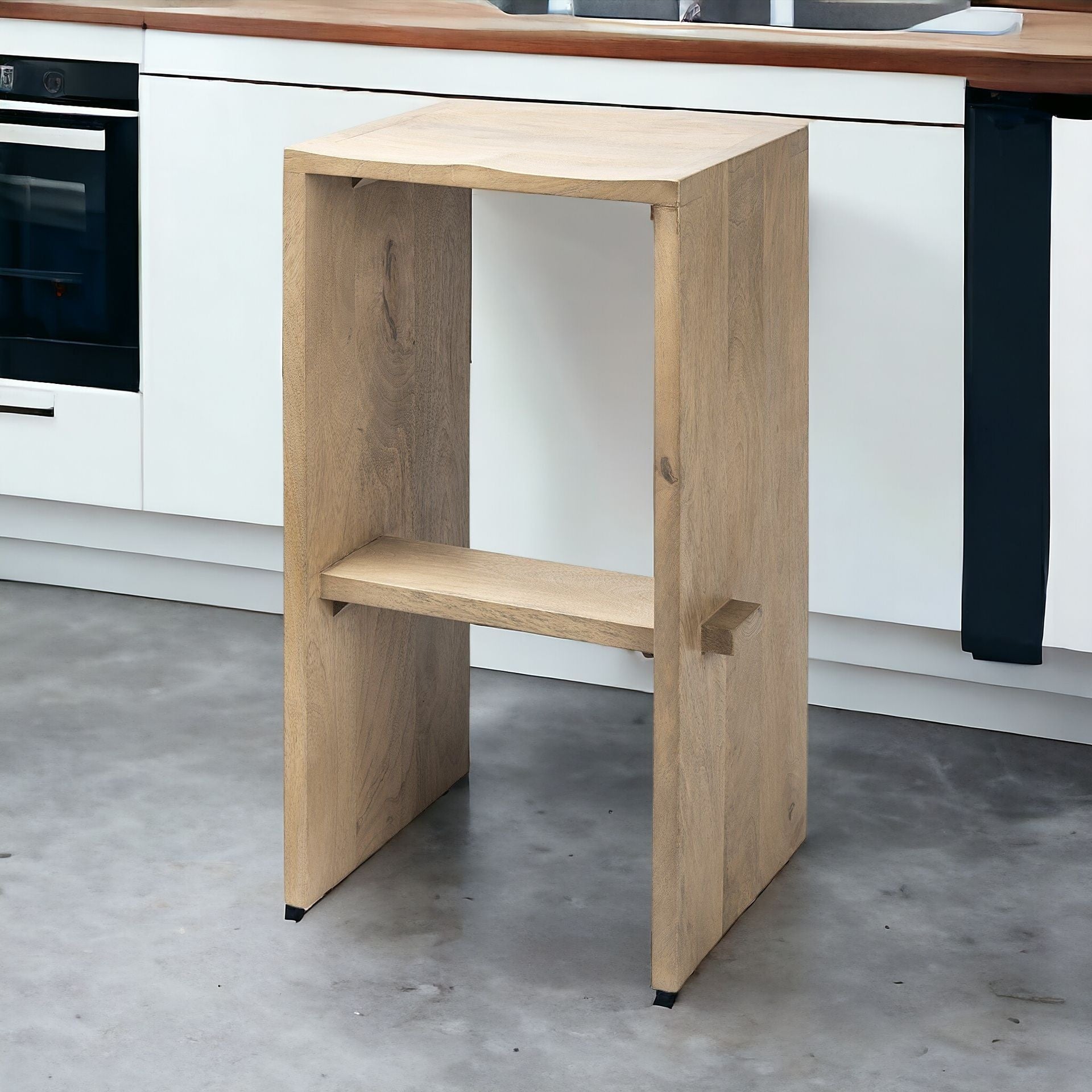 30" Brown Solid and Manufactured Wood Backless Counter Height Bar Chair-Bar Chairs-DECOROLALA