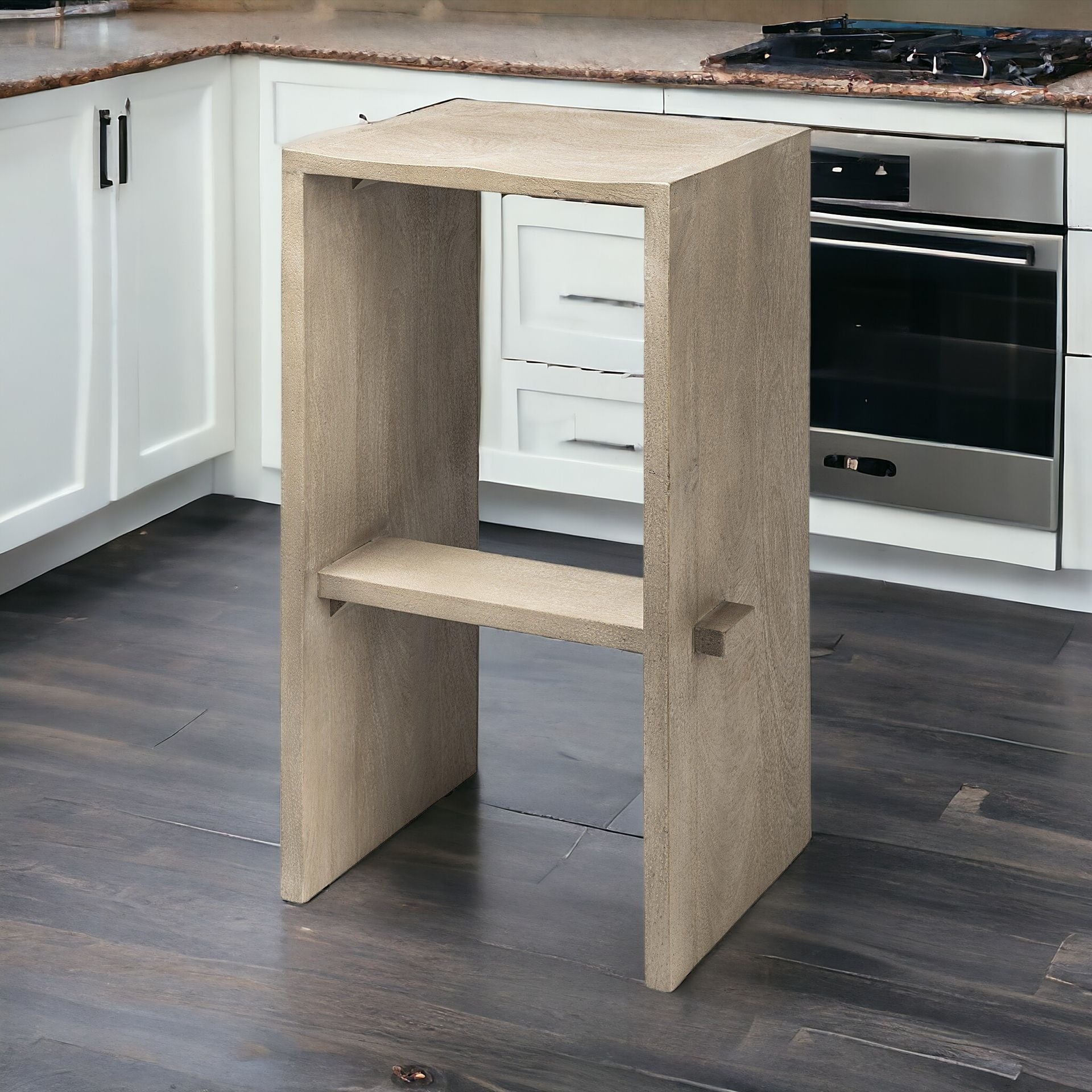 30" Brown Solid and Manufactured Wood Backless Counter Height Bar Chair-Bar Chairs-DECOROLALA