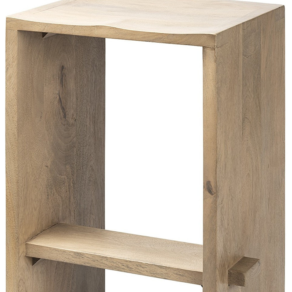 30" Brown Solid and Manufactured Wood Backless Counter Height Bar Chair-Bar Chairs-DECOROLALA