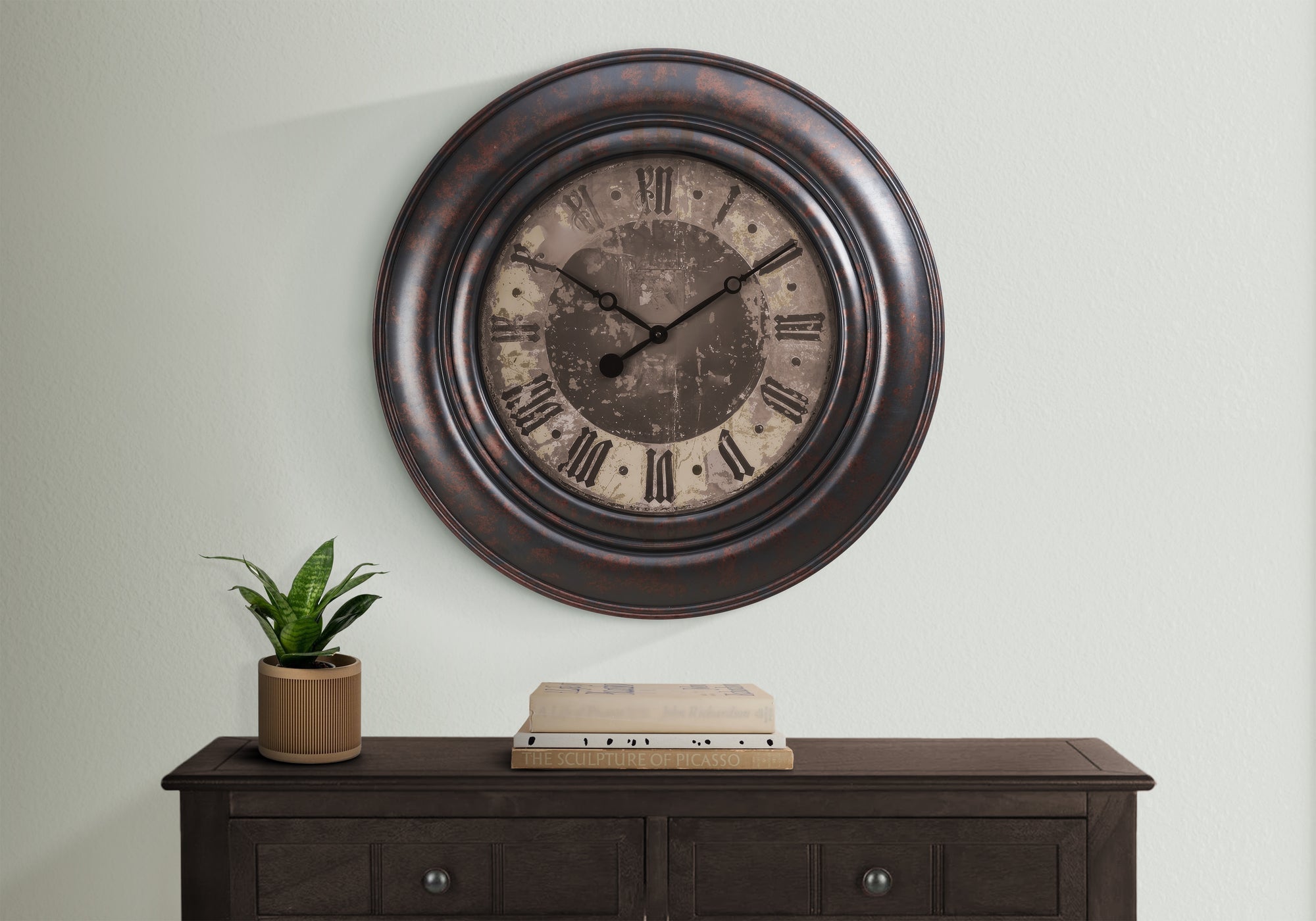 30" Brown Wall Clock with Roman Numerals-Clocks-DECOROLALA