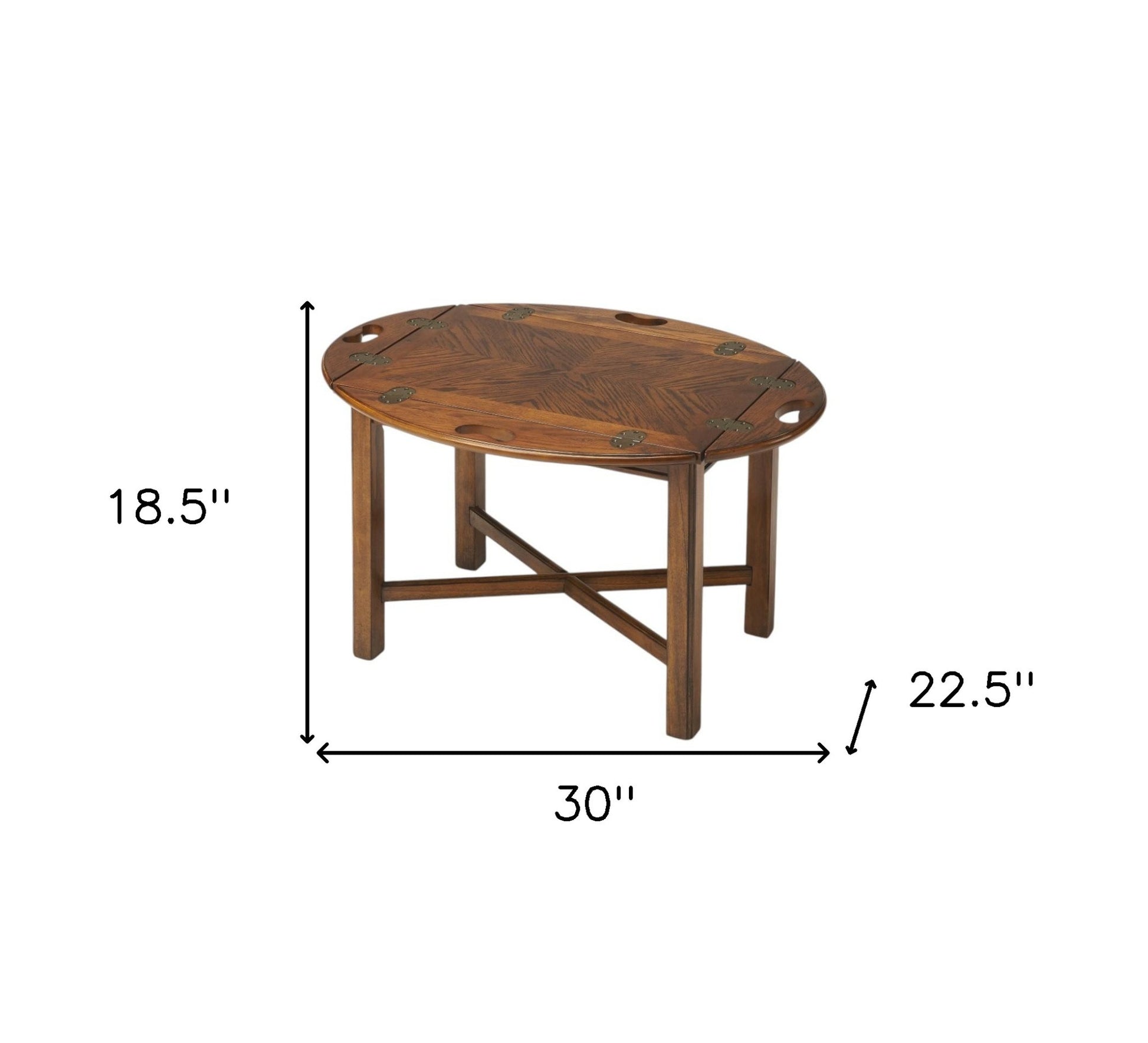 30" Brown Wood Oval Coffee Table-Coffee Tables-DECOROLALA