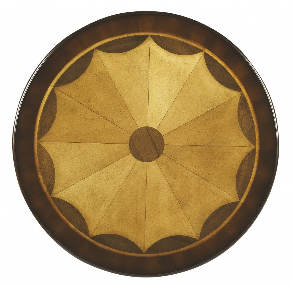 30" Brown Wood Round Coffee Table-Coffee Tables-DECOROLALA