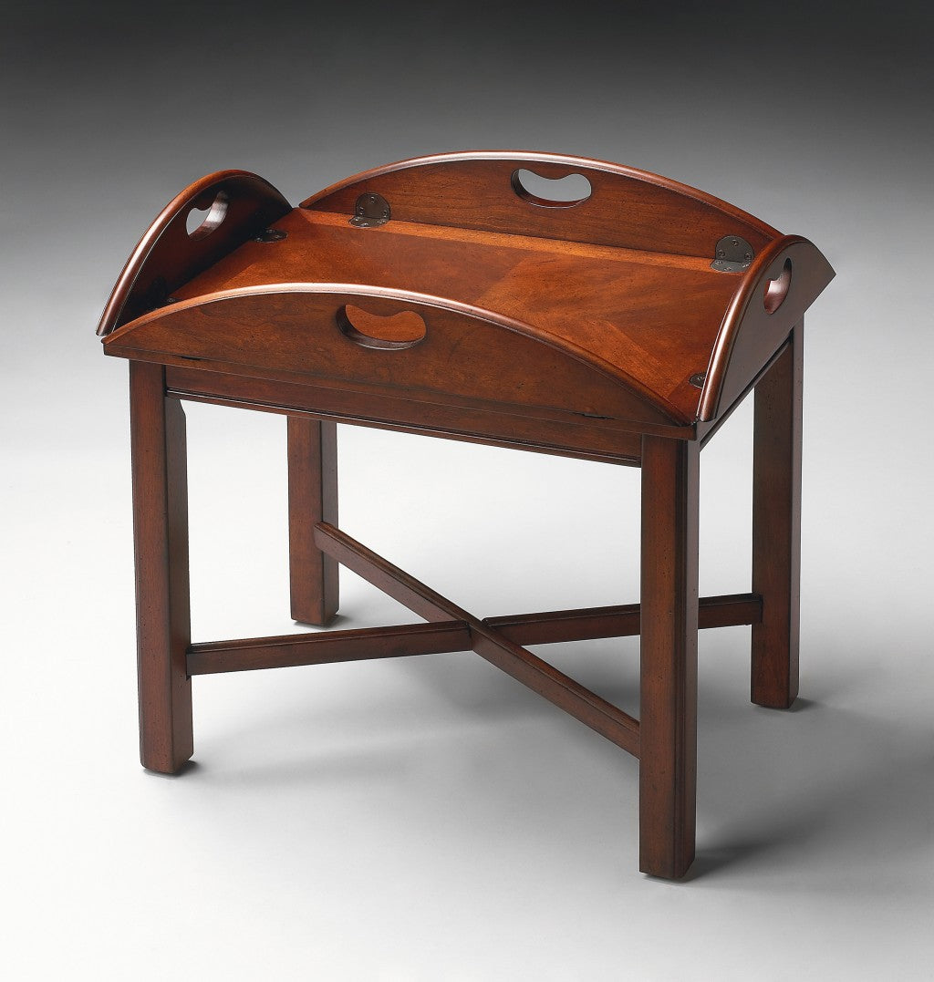 30" Brown and Dark Brown Wood Oval Coffee Table-Coffee Tables-DECOROLALA