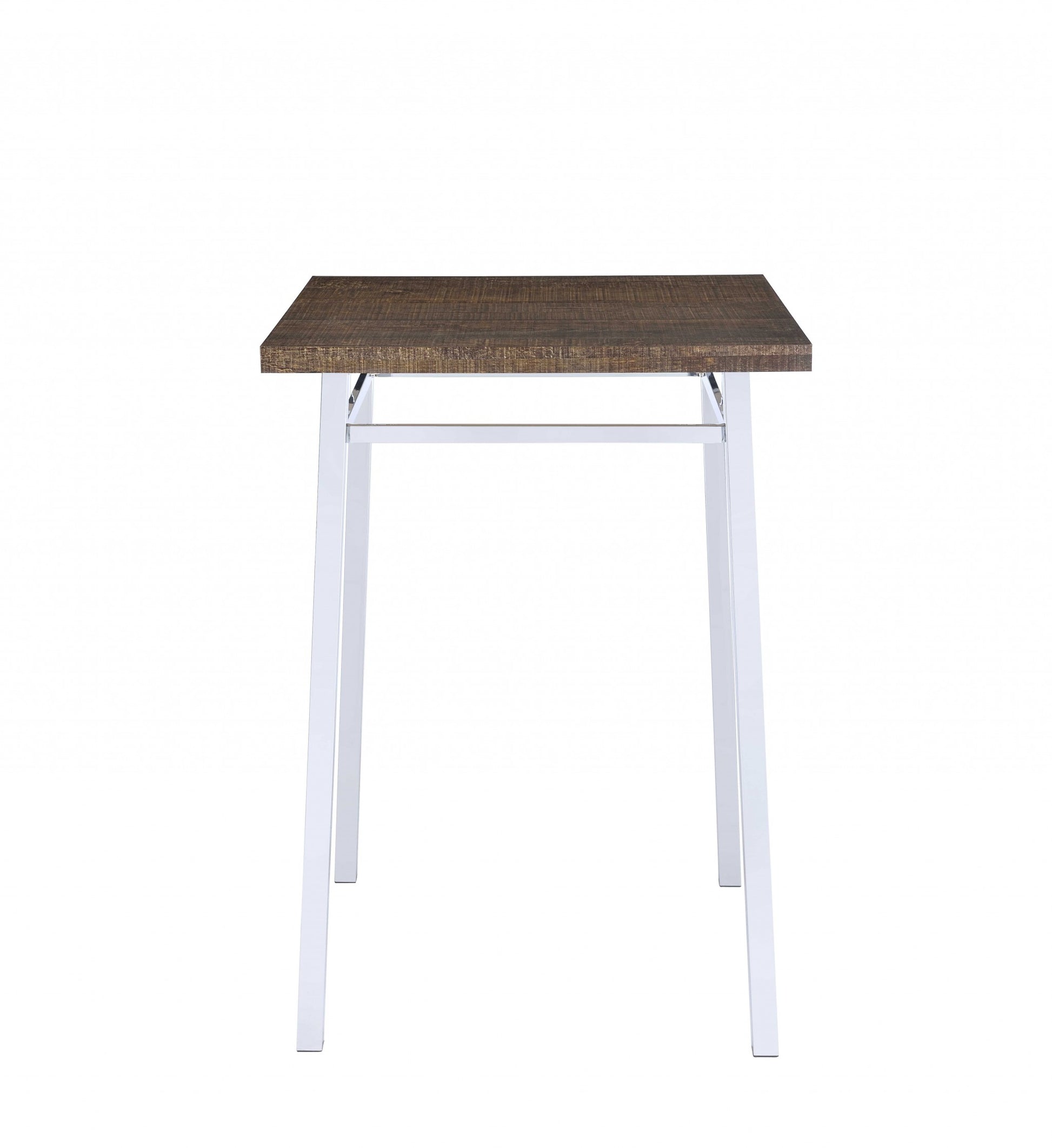 30" Brown and White Metal and Solid Wood Square Bar Table-Bar & Restaurant Tables-DECOROLALA