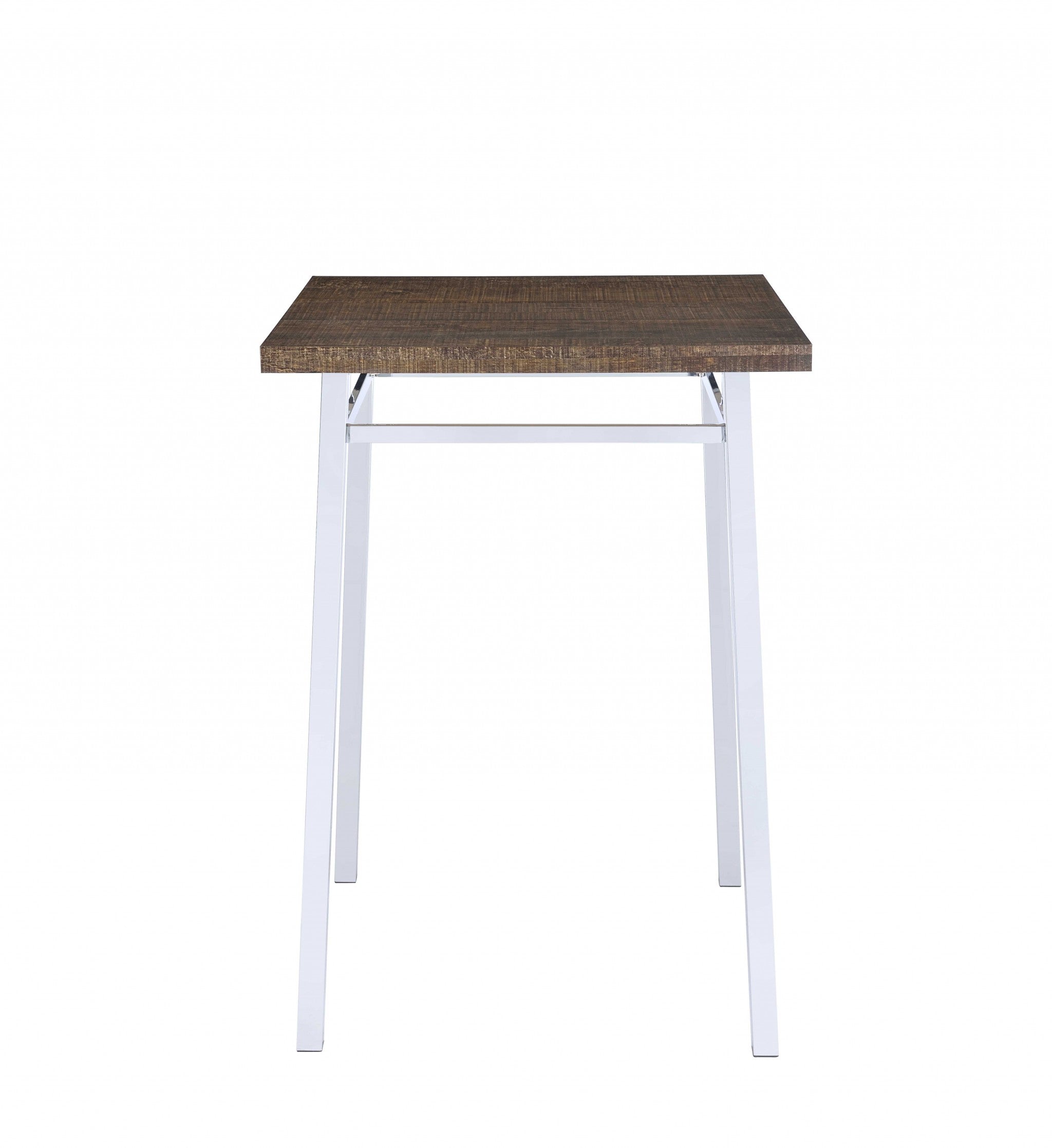 30" Brown and White Metal and Solid Wood Square Bar Table-Bar & Restaurant Tables-DECOROLALA