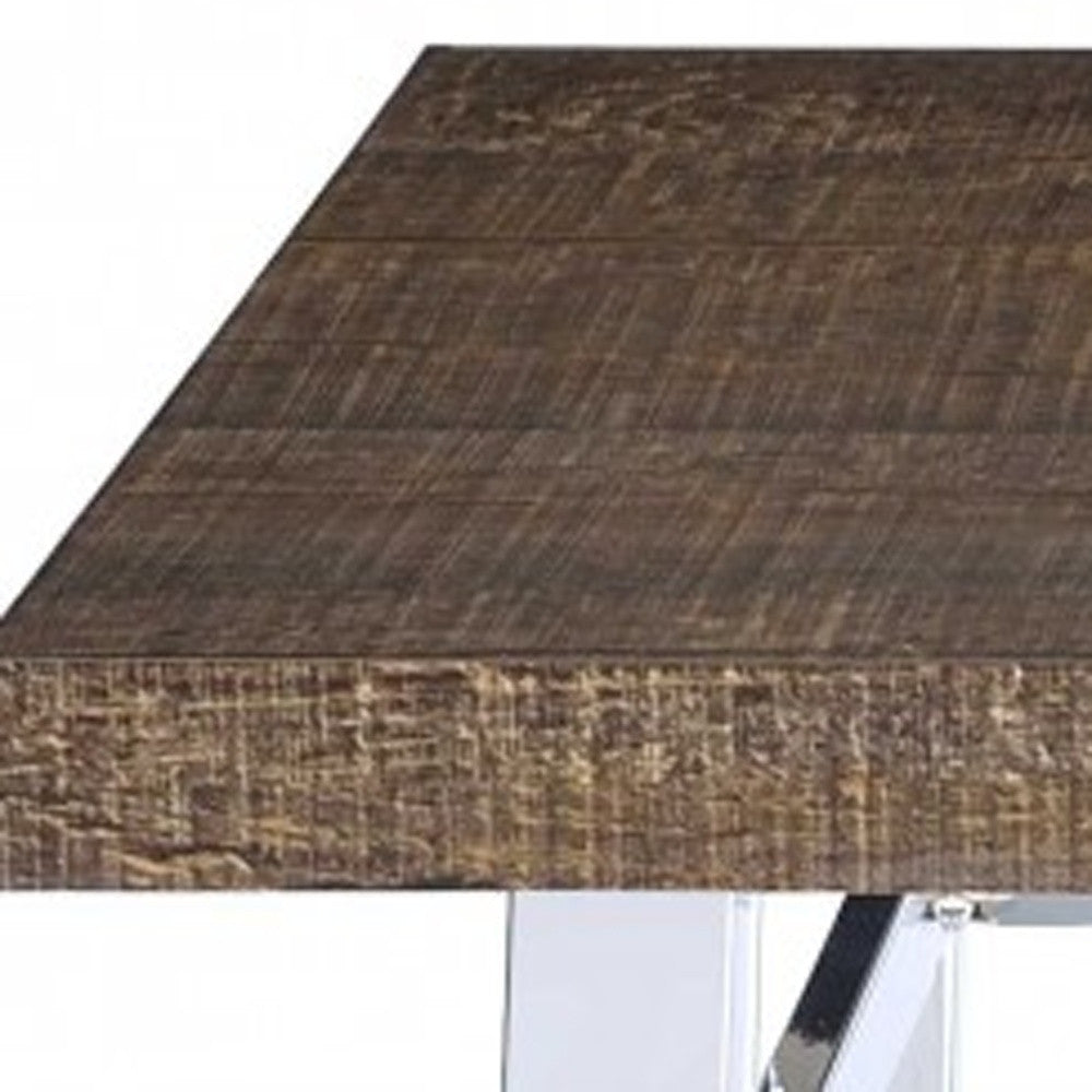 30" Brown and White Metal and Solid Wood Square Bar Table-Bar & Restaurant Tables-DECOROLALA