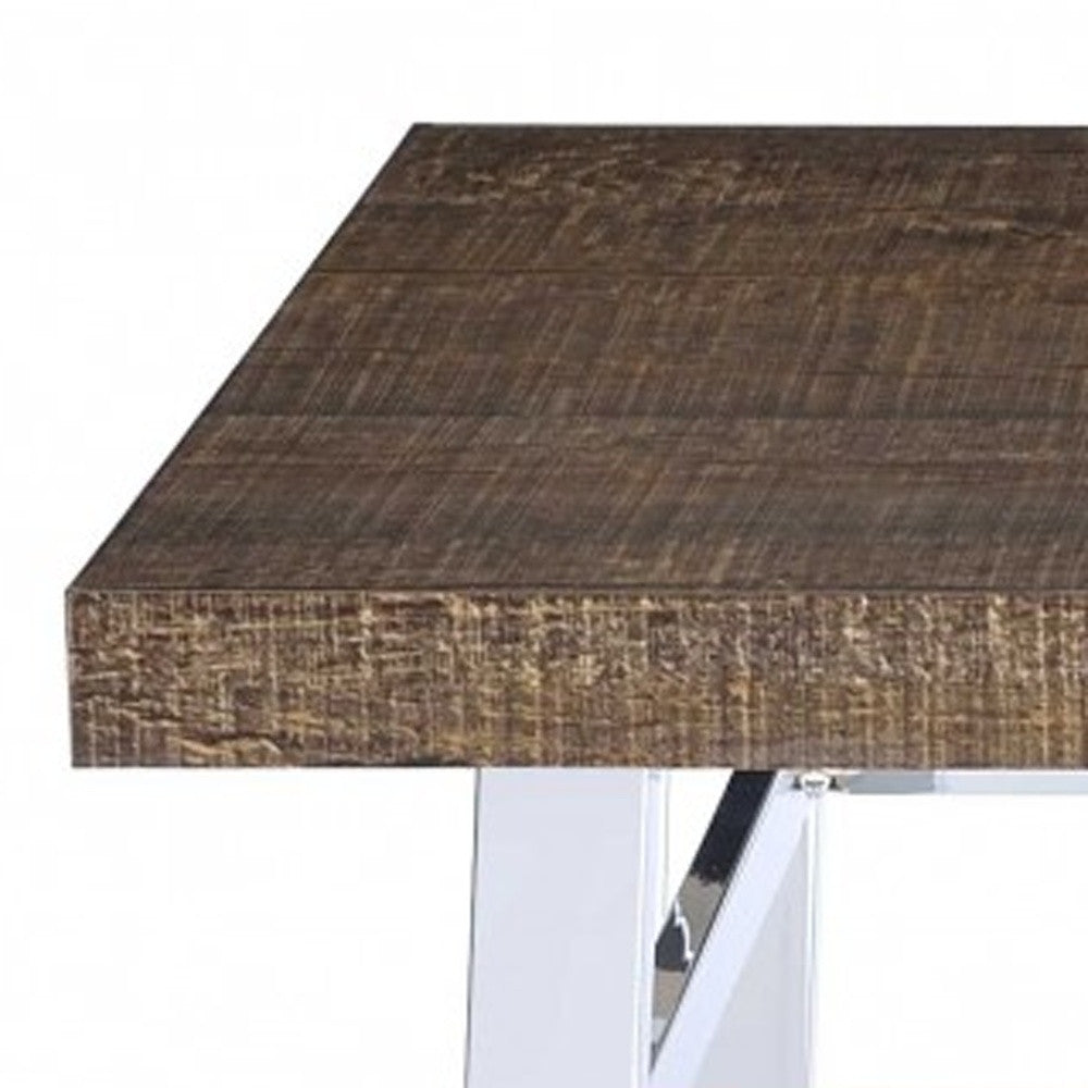 30" Brown and White Metal and Solid Wood Square Bar Table-Bar & Restaurant Tables-DECOROLALA