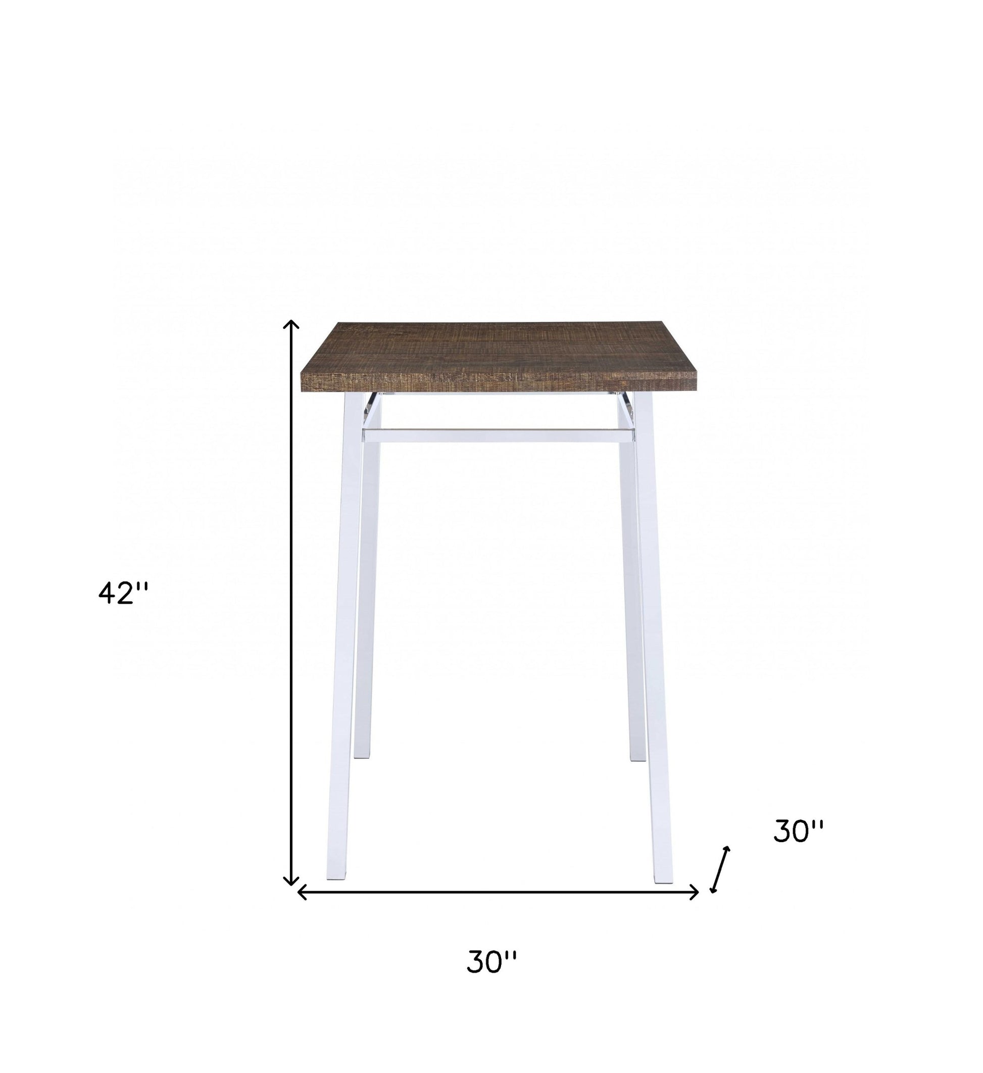 30" Brown and White Metal and Solid Wood Square Bar Table-Bar & Restaurant Tables-DECOROLALA