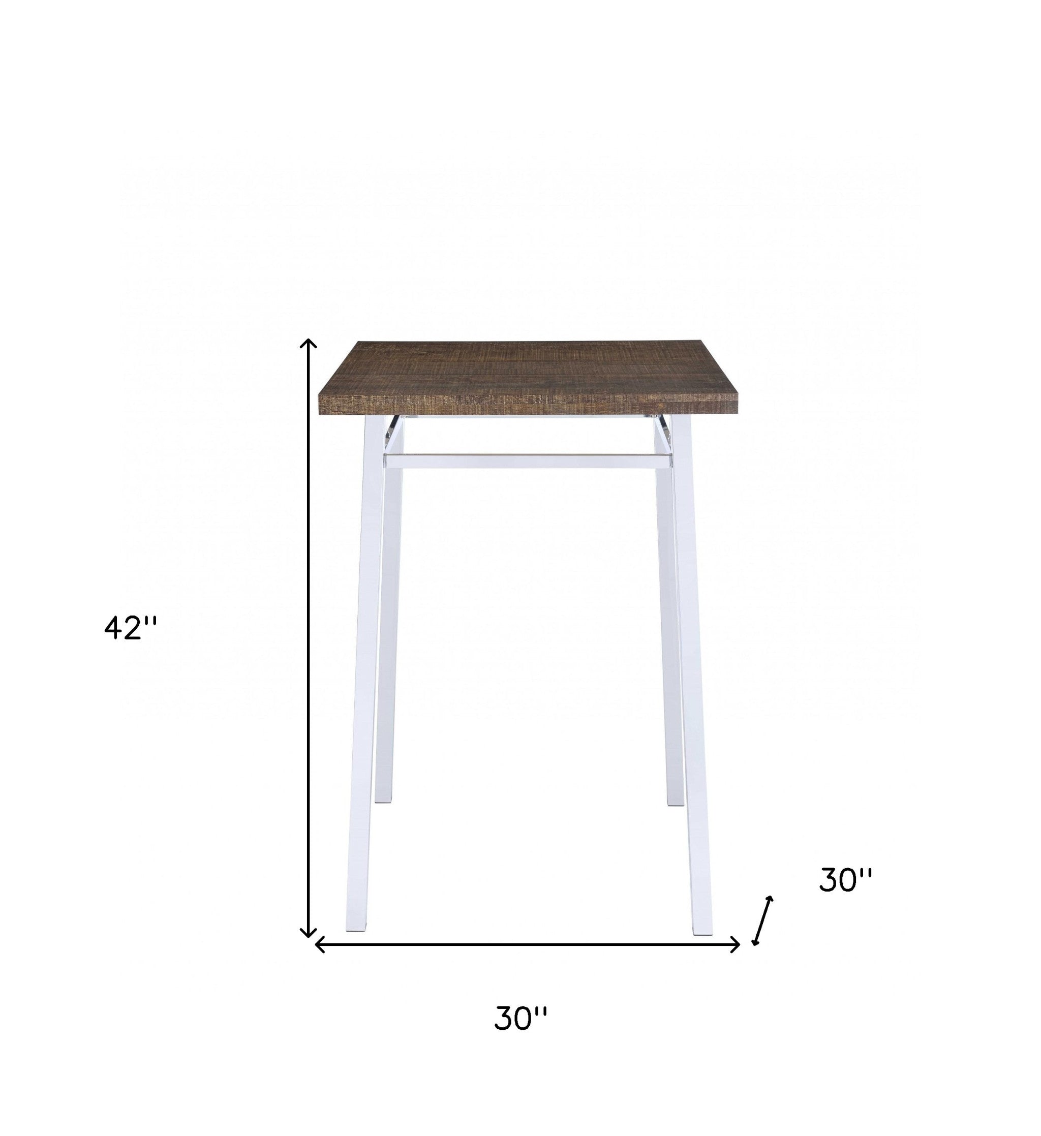 30" Brown and White Metal and Solid Wood Square Bar Table-Bar & Restaurant Tables-DECOROLALA
