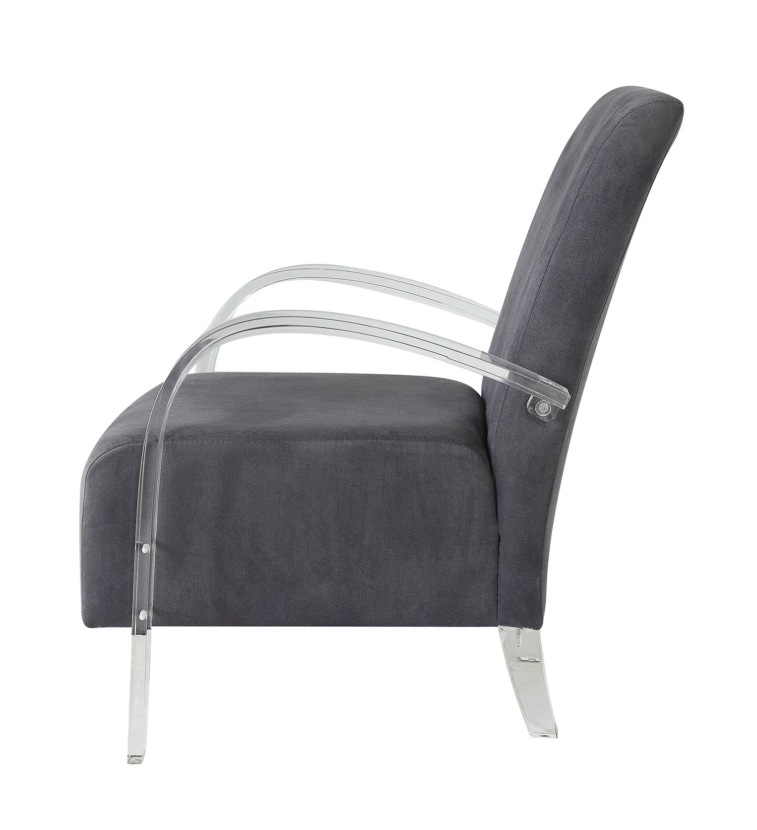 30" Charcoal and Champagne Velvet Arm Chair-Accent Chairs-DECOROLALA