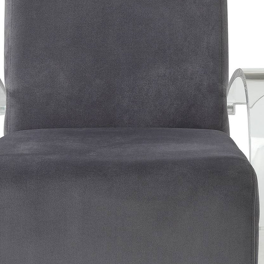 30" Charcoal and Champagne Velvet Arm Chair-Accent Chairs-DECOROLALA