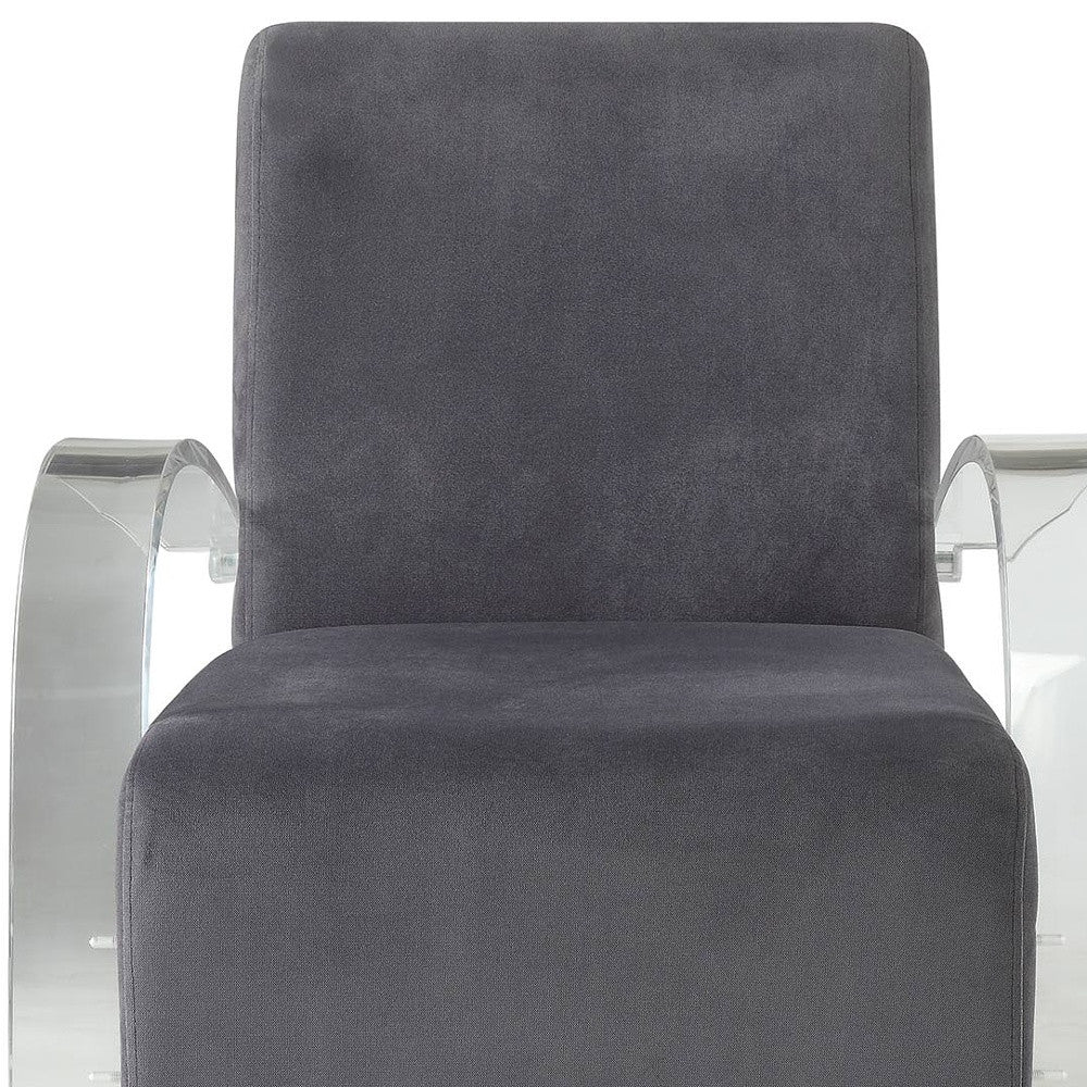 30" Charcoal and Champagne Velvet Arm Chair-Accent Chairs-DECOROLALA