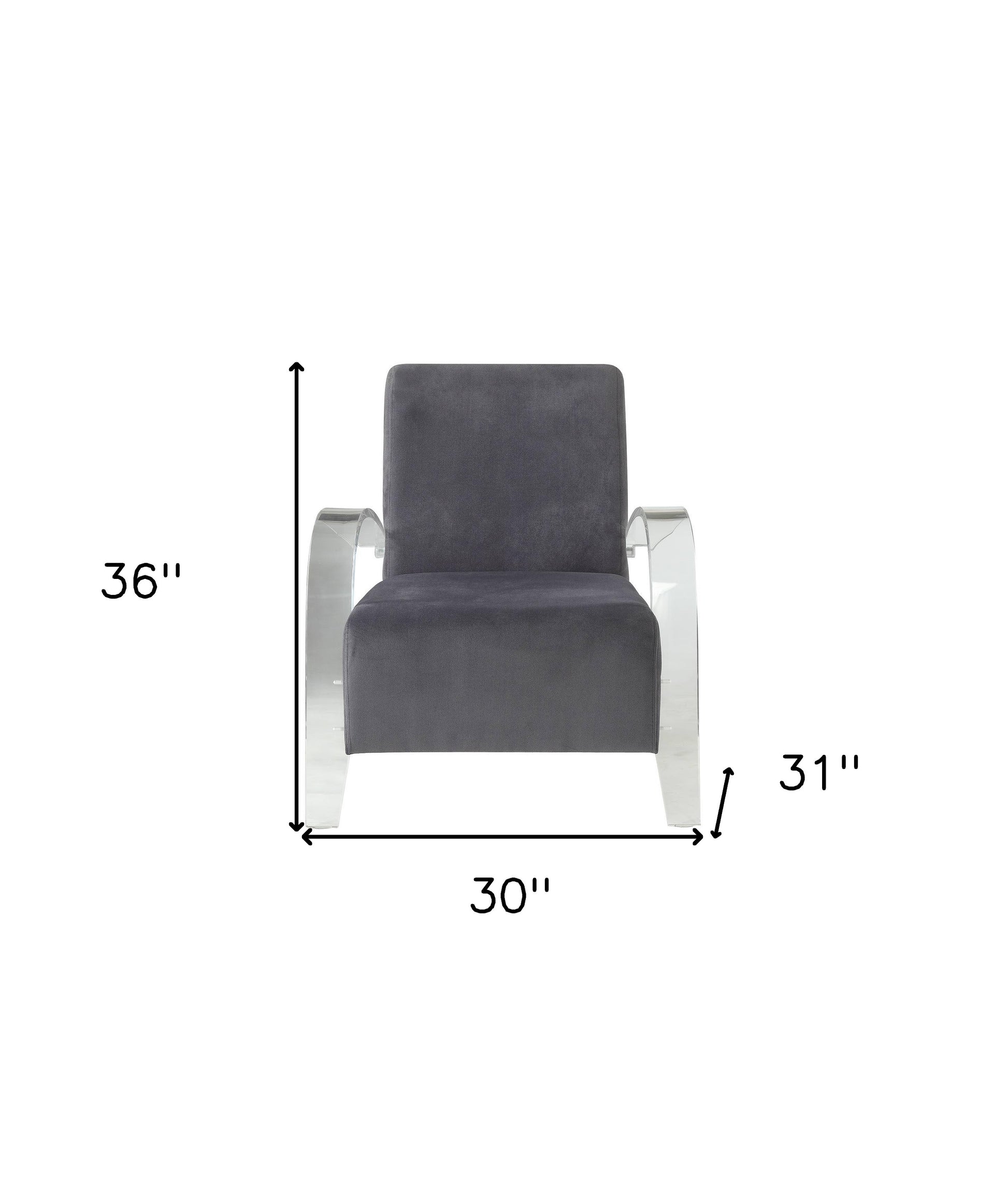 30" Charcoal and Champagne Velvet Arm Chair-Accent Chairs-DECOROLALA