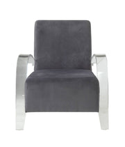 30" Charcoal and Champagne Velvet Arm Chair-Accent Chairs-DECOROLALA