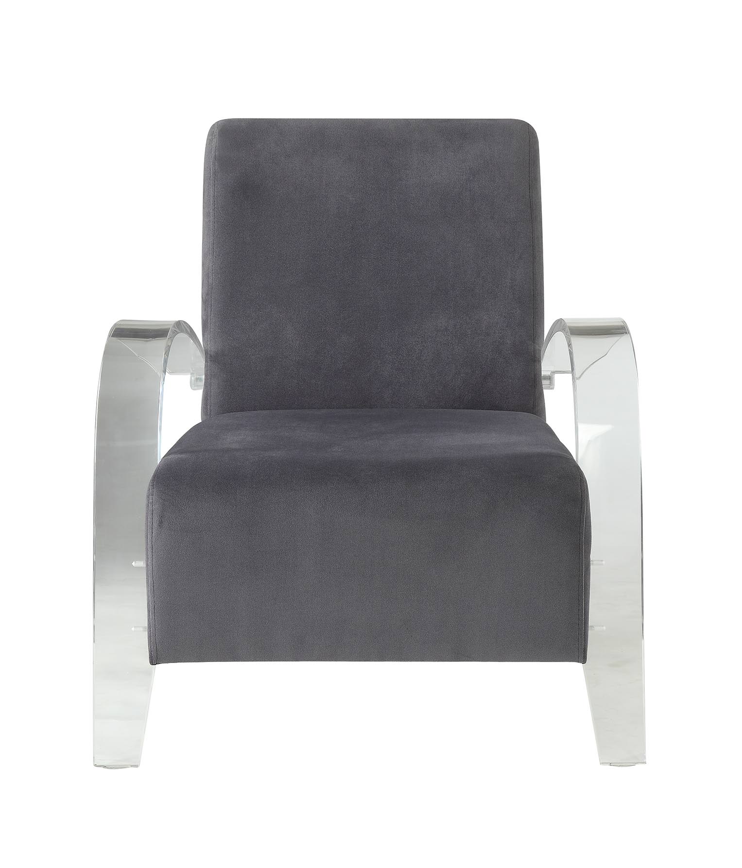 30" Charcoal and Champagne Velvet Arm Chair-Accent Chairs-DECOROLALA