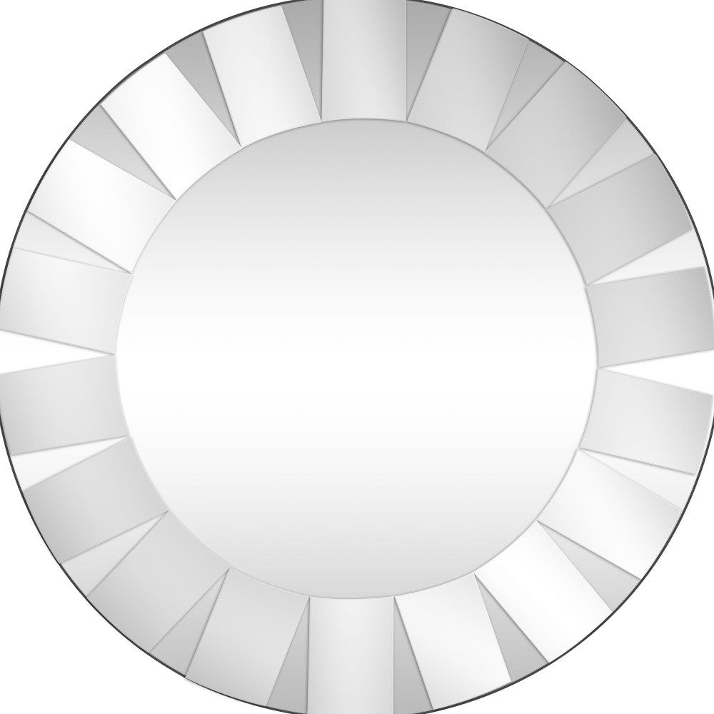 30" Clear Round Glass Framed Accent Mirror-Mirrors-DECOROLALA