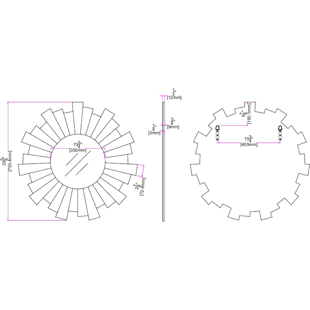 30" Clear Sunburst Framed Accent Mirror-Mirrors-DECOROLALA