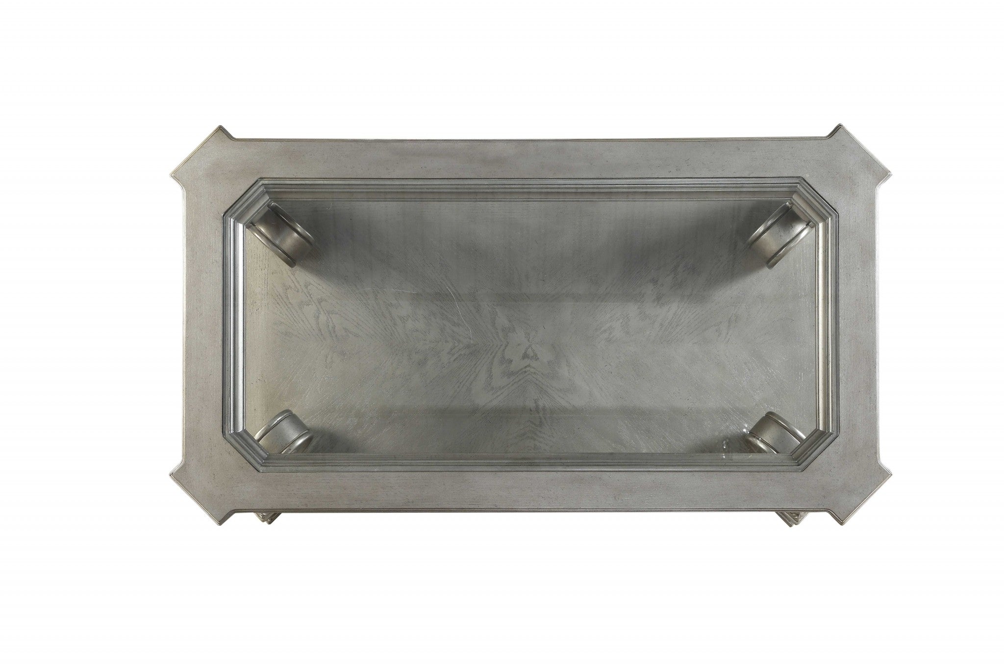 30" Clear and Gray Glass And Solid Wood Floor Shelf Coffee Table With Shelf-Coffee Tables-DECOROLALA