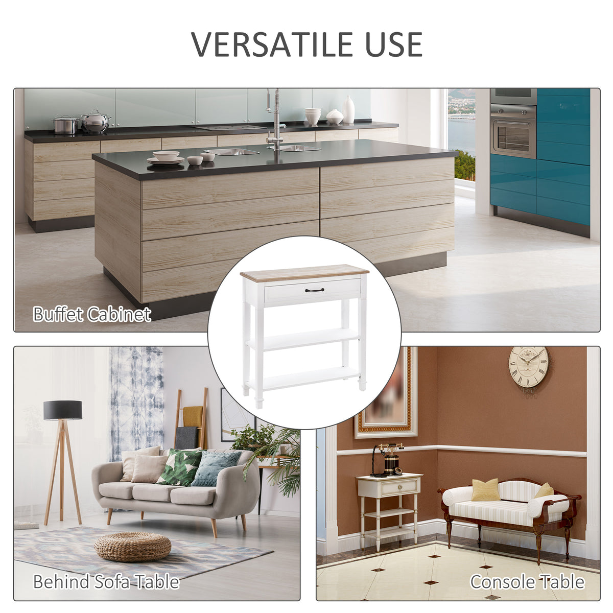 30" Console Table - Modern Narrow Entryway Table, White-Home Furnishings > Living Room Furniture > Console¬†Tables-DECOROLALA