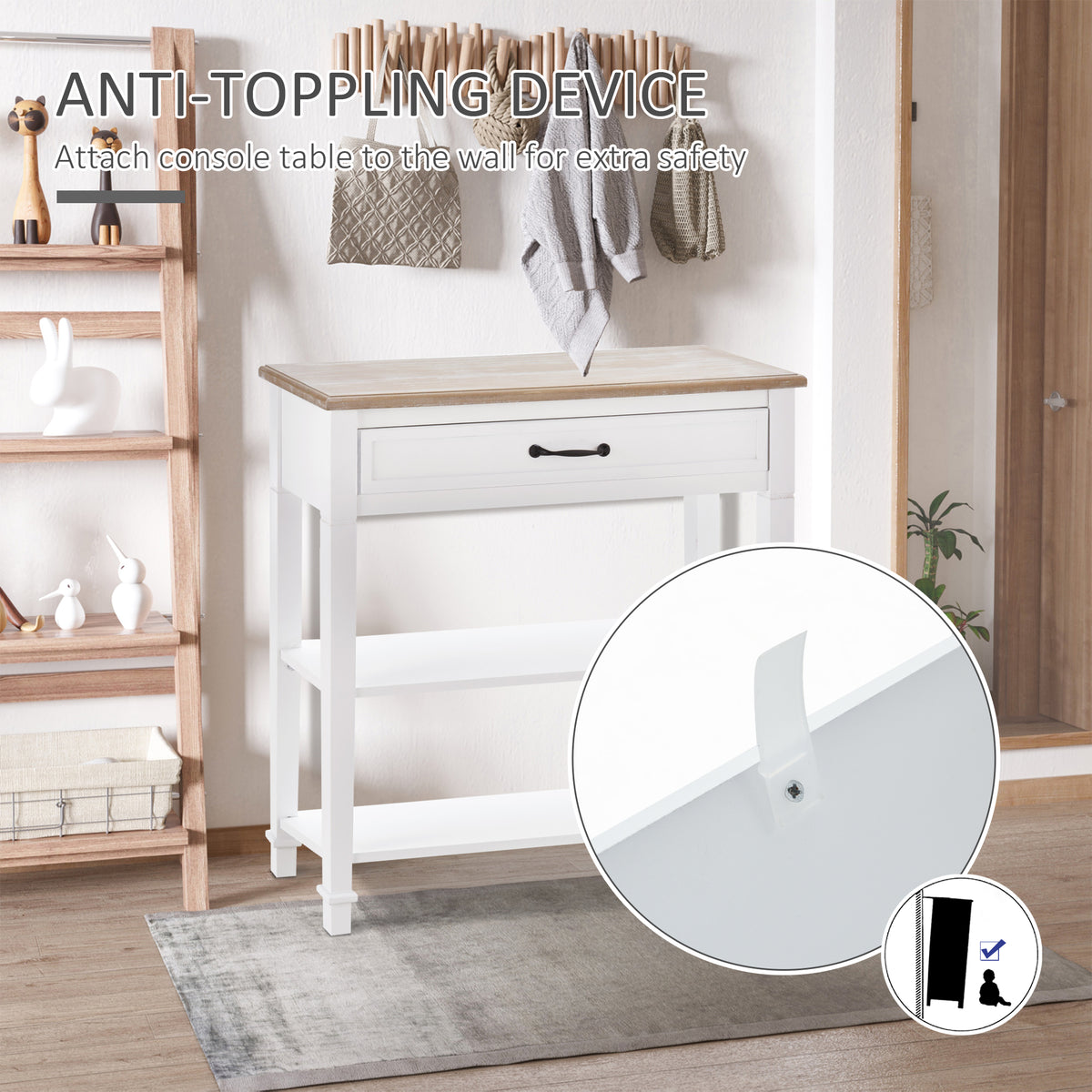 30" Console Table - Modern Narrow Entryway Table, White-Home Furnishings > Living Room Furniture > Console¬†Tables-DECOROLALA
