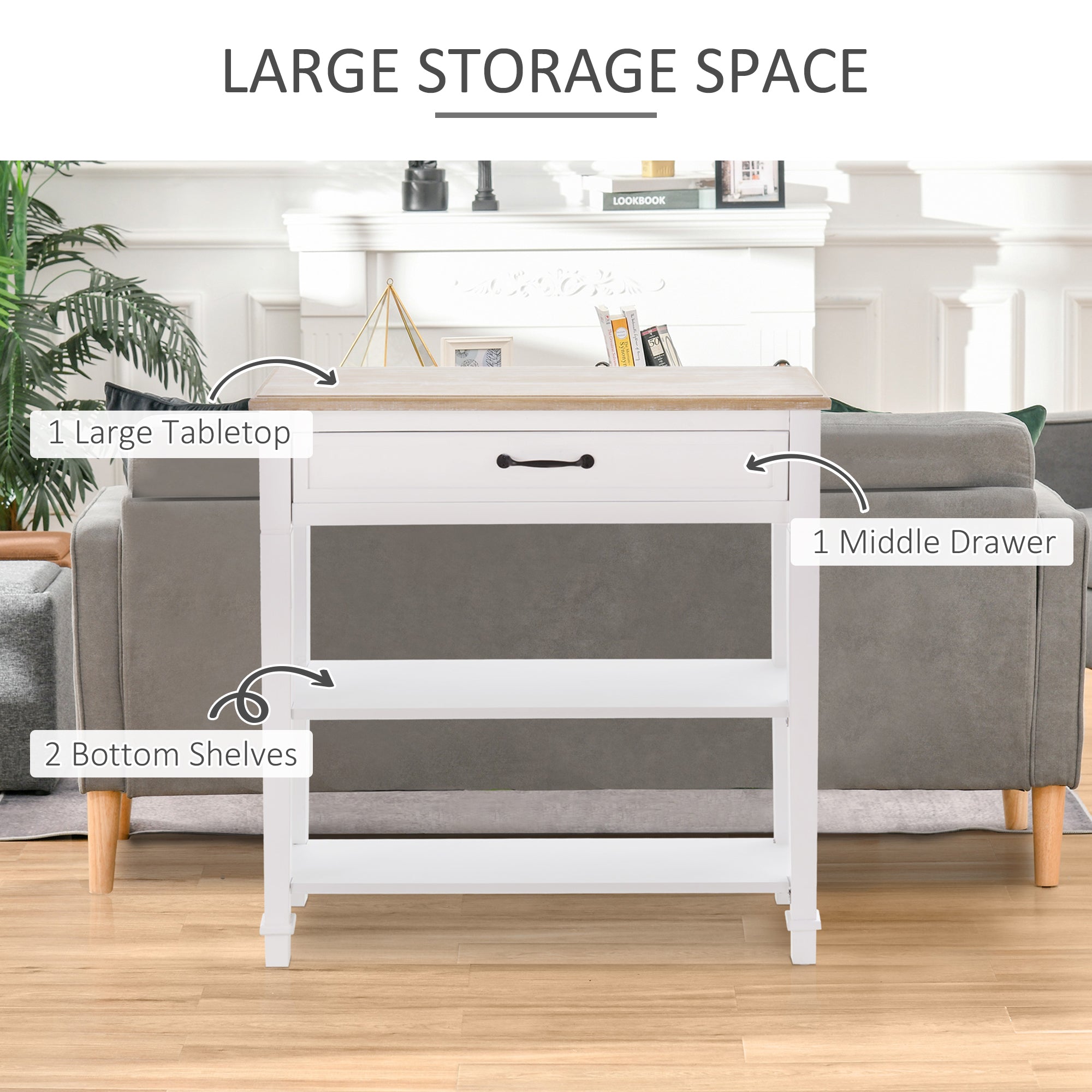 30" Console Table, Modern Narrow Entryway Table with Drawer and 2 Shelves, Sofa Table for Living Room, Hallway, White-Home Furnishings > Living Room Furniture > Console¬†Tables-DECOROLALA