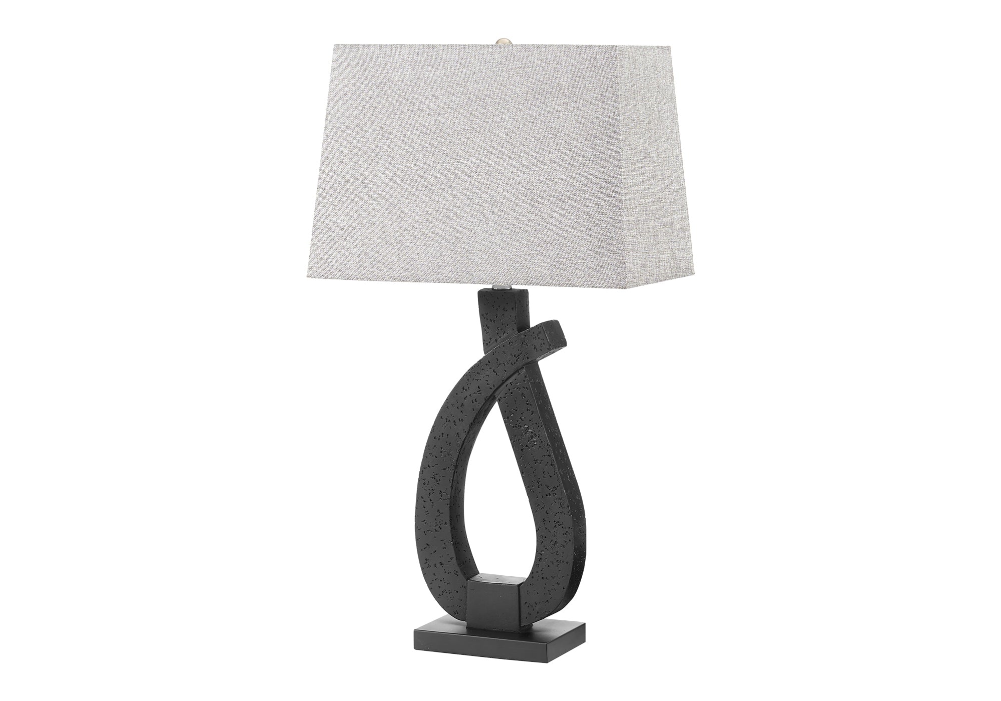 30" Contemporary Table Lamp - Black Resin with Grey Linen Shade-Table lamp-DECOROLALA