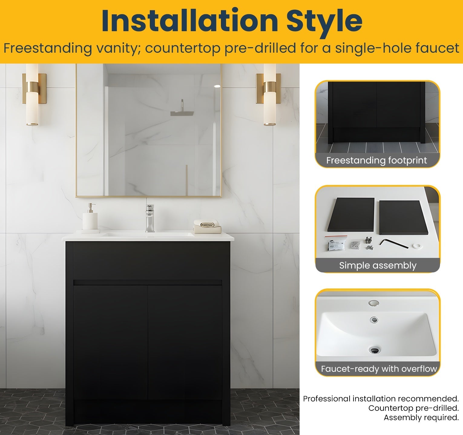 30" Dark Brown Freestanding Single Sink Bathroom Vanity with White Ceramic Countertop-Migration_Bathroom Vanities-DECOROLALA