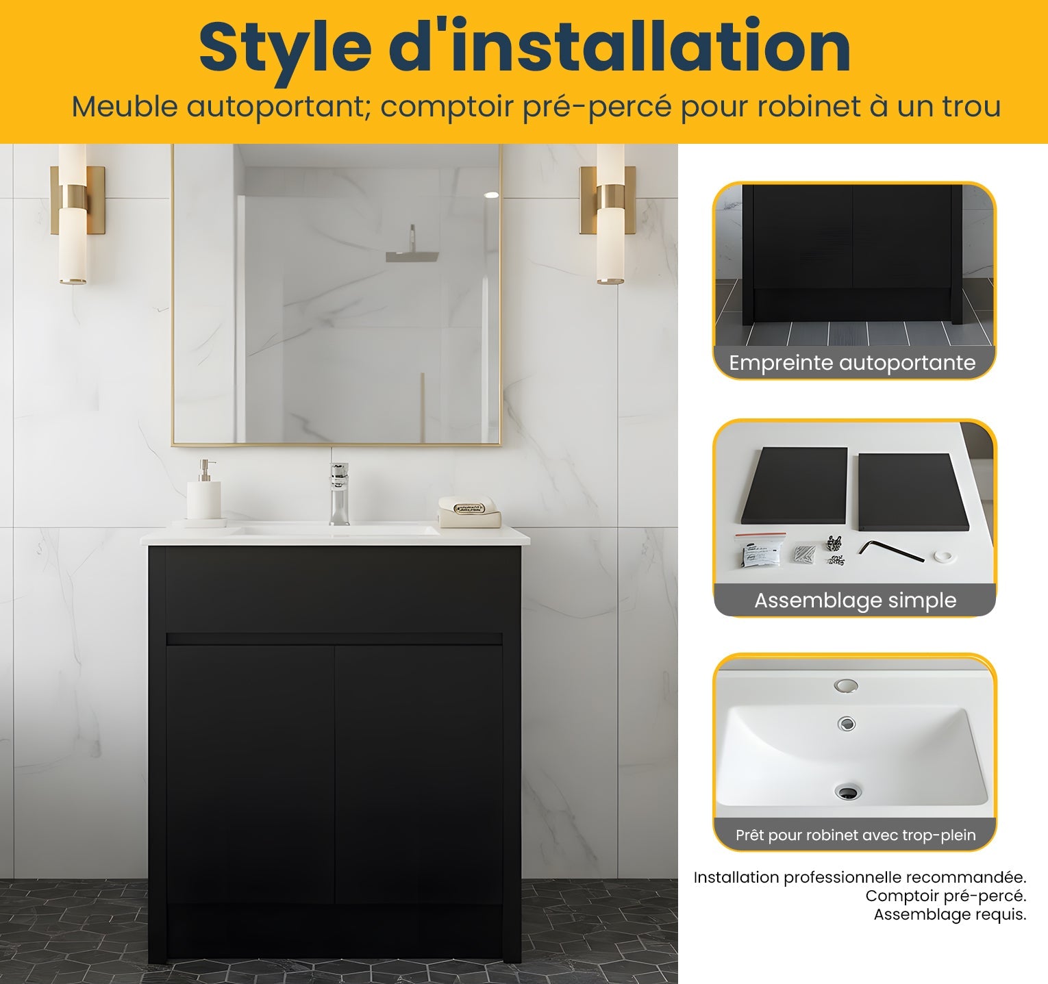 30" Dark Brown Freestanding Single Sink Bathroom Vanity with White Ceramic Countertop-Migration_Bathroom Vanities-DECOROLALA