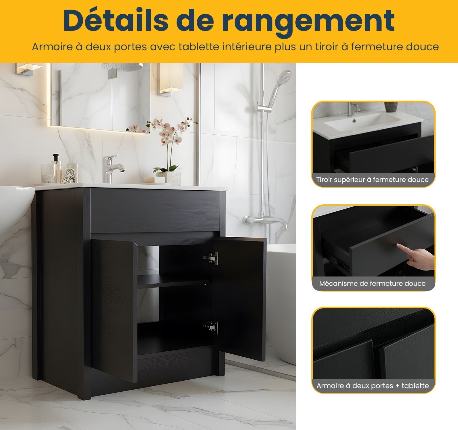 30" Dark Brown Freestanding Single Sink Bathroom Vanity with White Ceramic Countertop-Migration_Bathroom Vanities-DECOROLALA