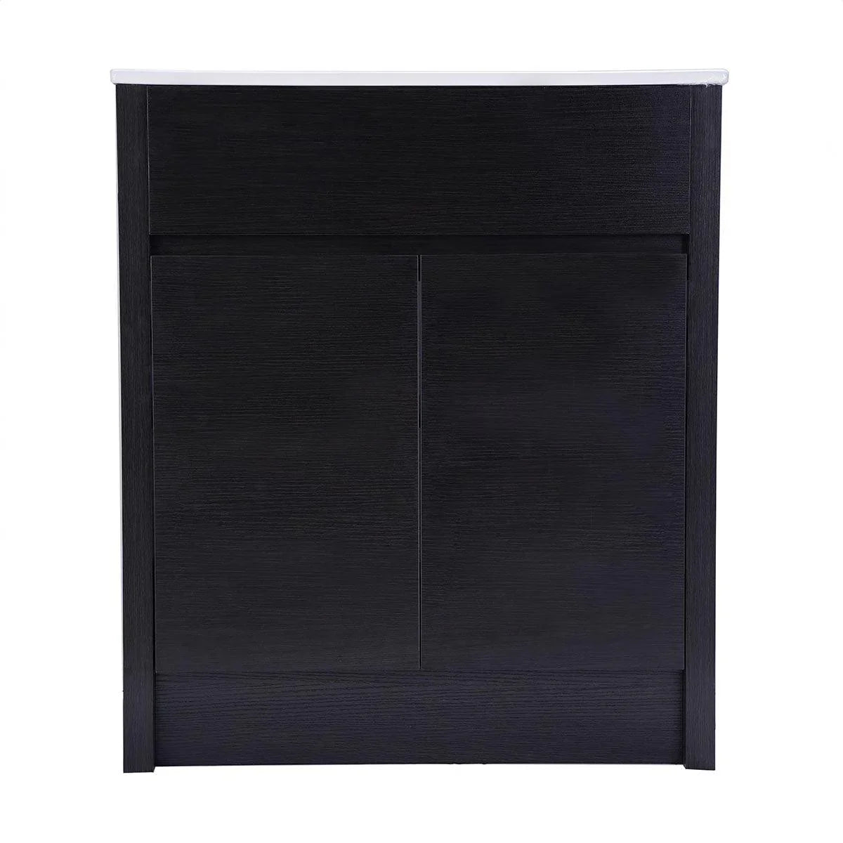 30" Dark Brown Freestanding Single Sink Bathroom Vanity with White Ceramic Countertop-Migration_Bathroom Vanities-DECOROLALA