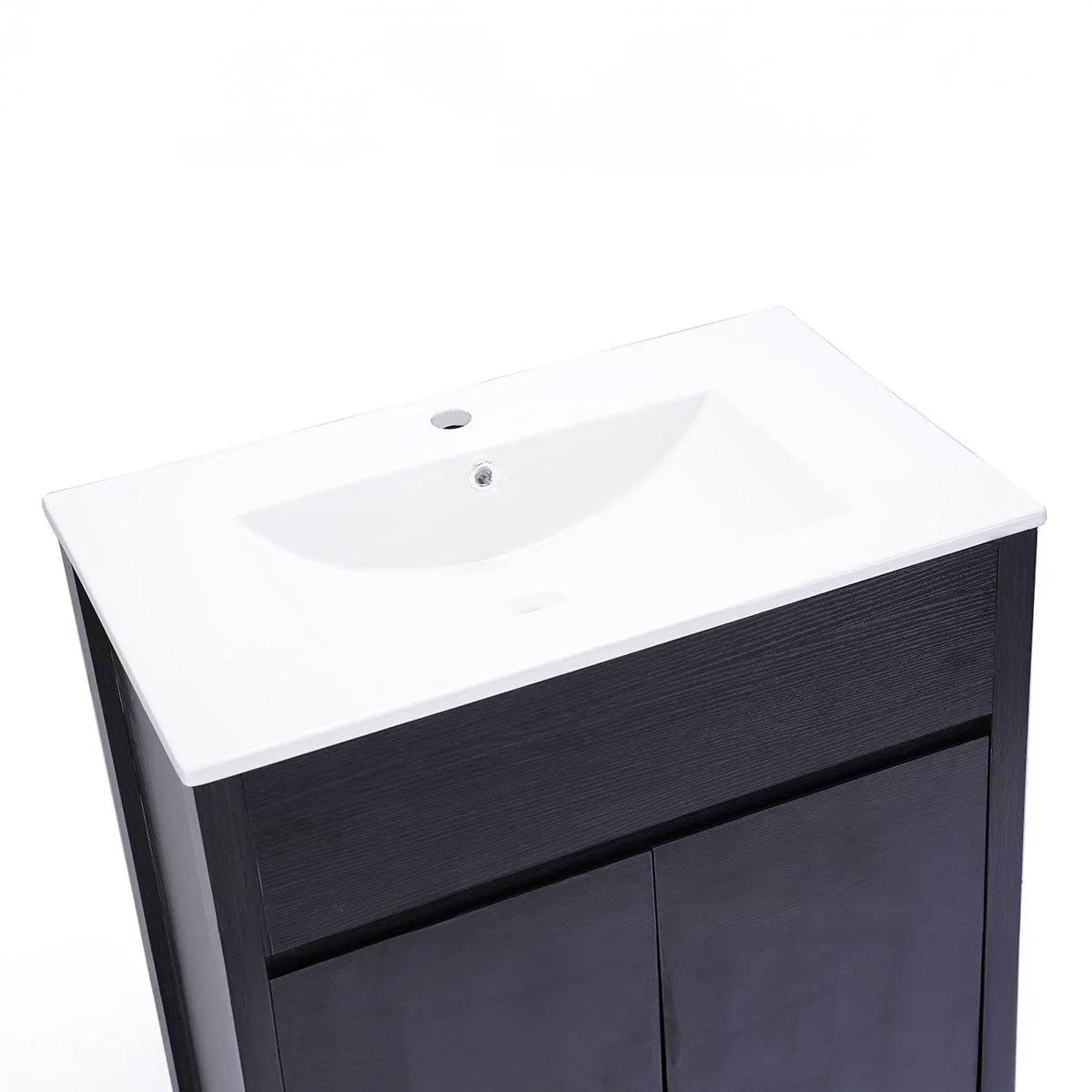 30" Dark Brown Freestanding Single Sink Bathroom Vanity with White Ceramic Countertop-Migration_Bathroom Vanities-DECOROLALA