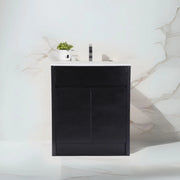 30" Dark Brown Freestanding Single Sink Bathroom Vanity with White Ceramic Countertop-Migration_Bathroom Vanities-DECOROLALA