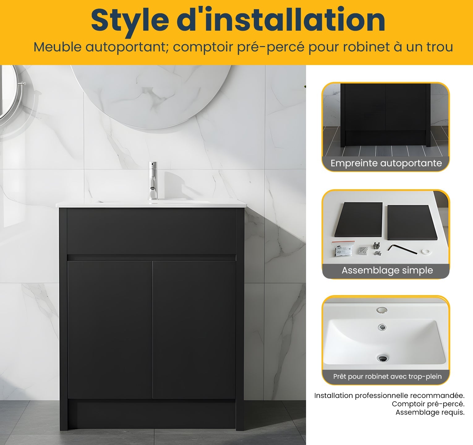 30" Dark Brown Oak Freestanding Bathroom Vanity with White Ceramic Countertop-Migration_Bathroom Vanities-DECOROLALA