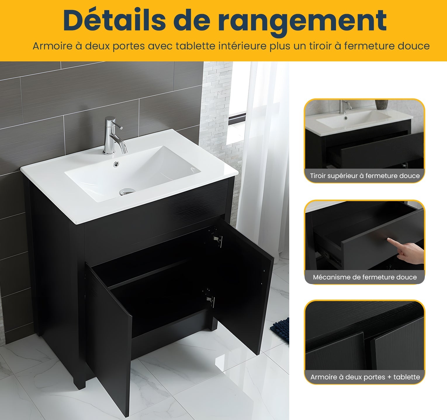 30" Dark Brown Oak Freestanding Bathroom Vanity with White Ceramic Countertop-Migration_Bathroom Vanities-DECOROLALA