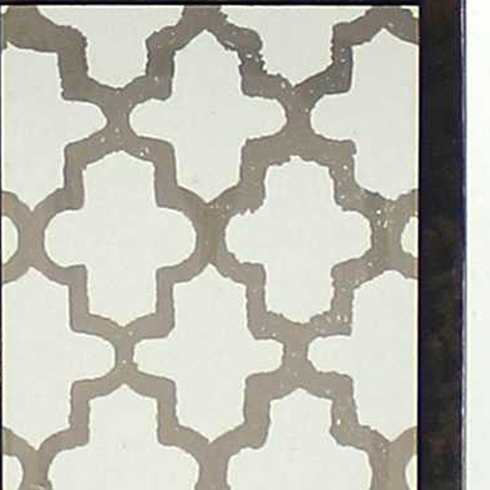 30" Distressed Bronze Metal Bedside Lamp With Beige Shade-Table Lamps-DECOROLALA