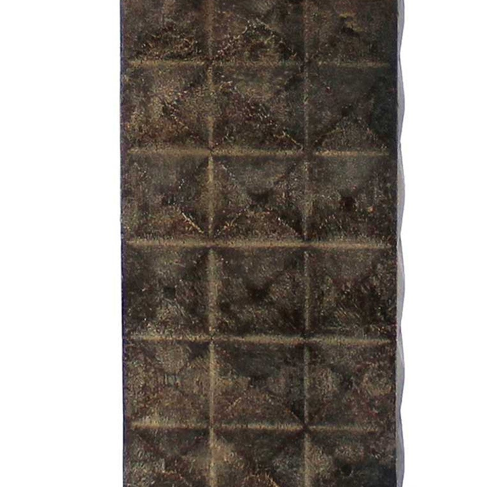 30" Distressed Bronze Metal Bedside Lamp With Khaki Shade-Table Lamps-DECOROLALA