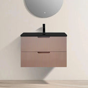 30" Dusty Rose Wall Mount Bathroom Vanity with Black Engineered Quartz Countertop-Migration_Bathroom Vanities-DECOROLALA