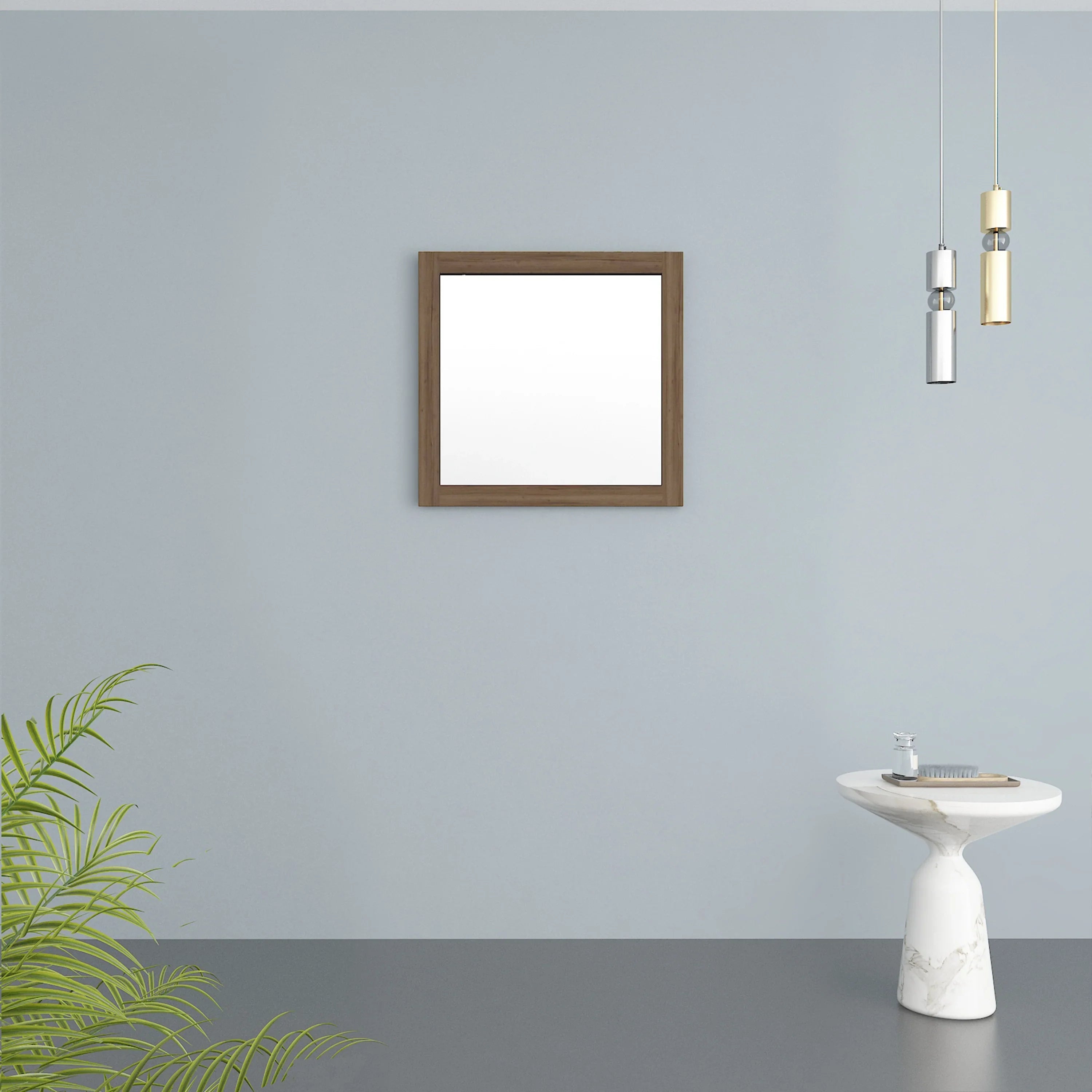 30" Frosted Oak Rectangular Framed Mirror - Designed for Horizontal & Vertical Installation