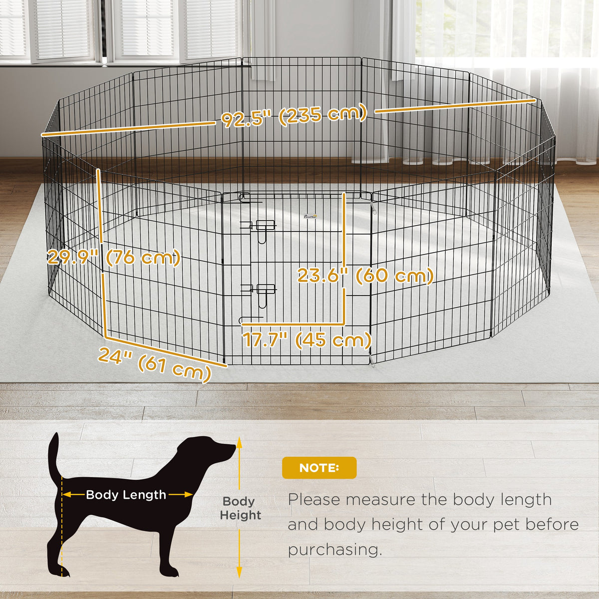 30" Foldable Metal Pet Playpen - 12 Panel Black Exercise Yard-Dogs-DECOROLALA
