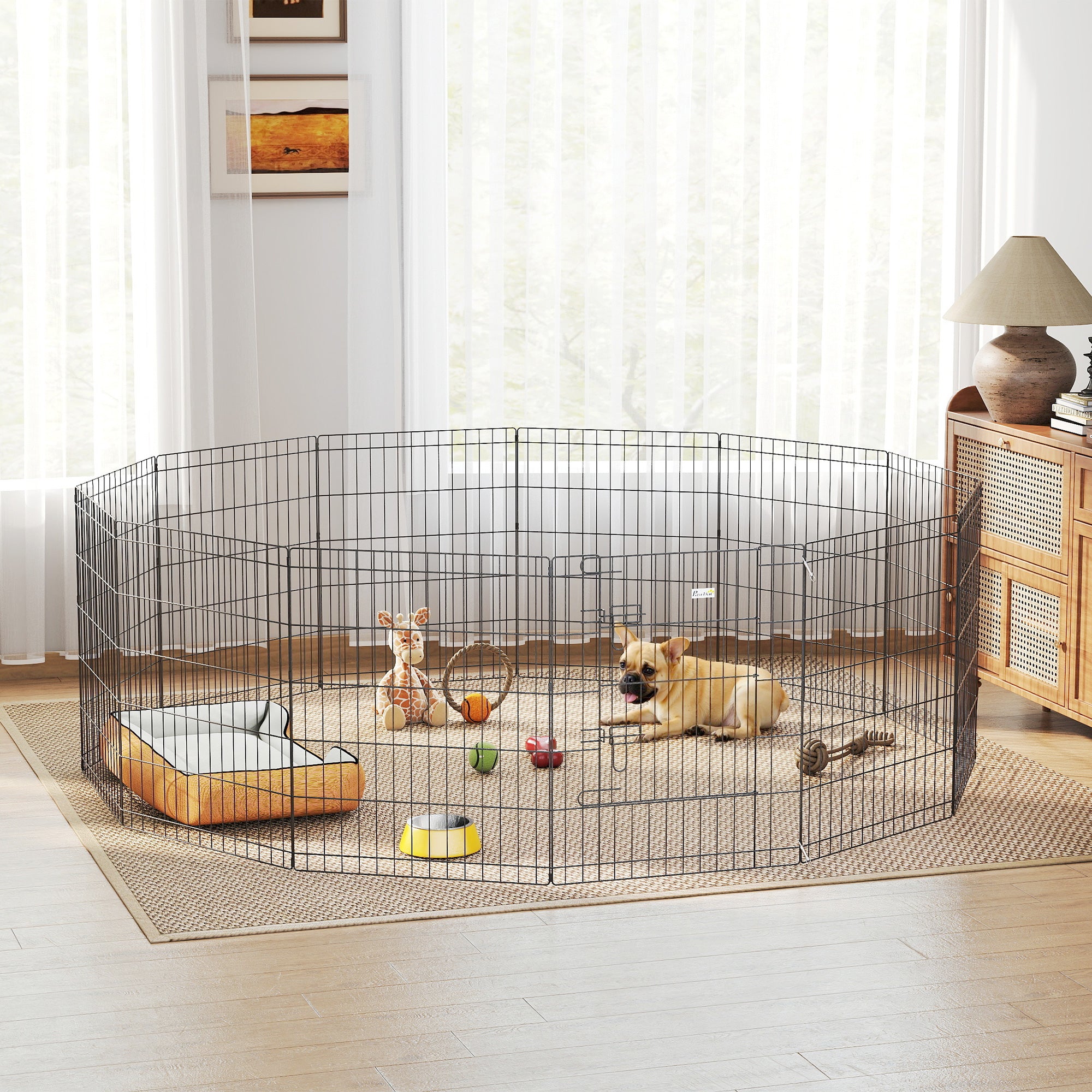 30" Foldable Metal Pet Playpen - 12 Panel Black Exercise Yard-Dogs-DECOROLALA