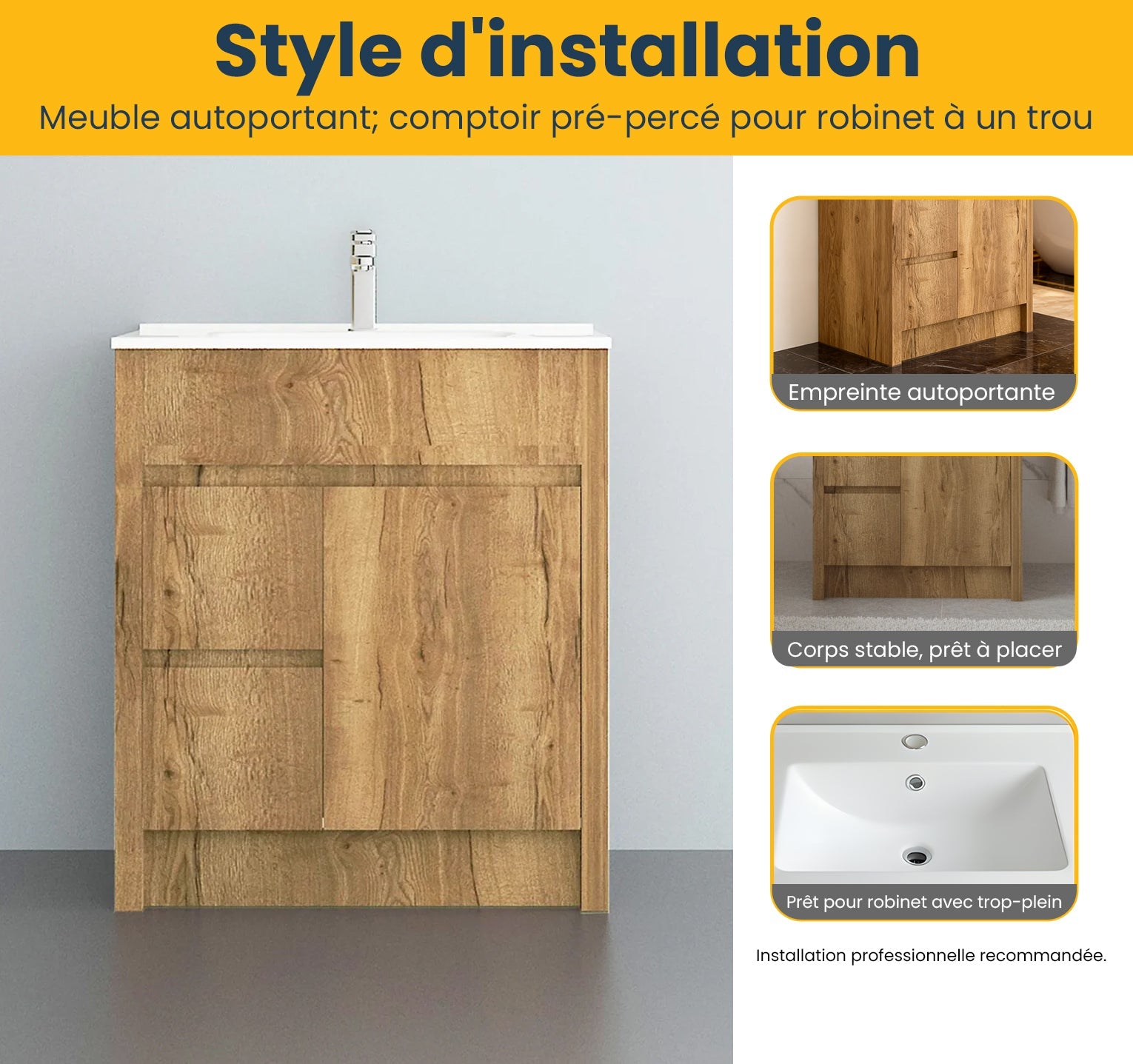 30" Frosted Oak Freestanding Bathroom Vanity with White Ceramic Countertop-Migration_Bathroom Vanities-DECOROLALA