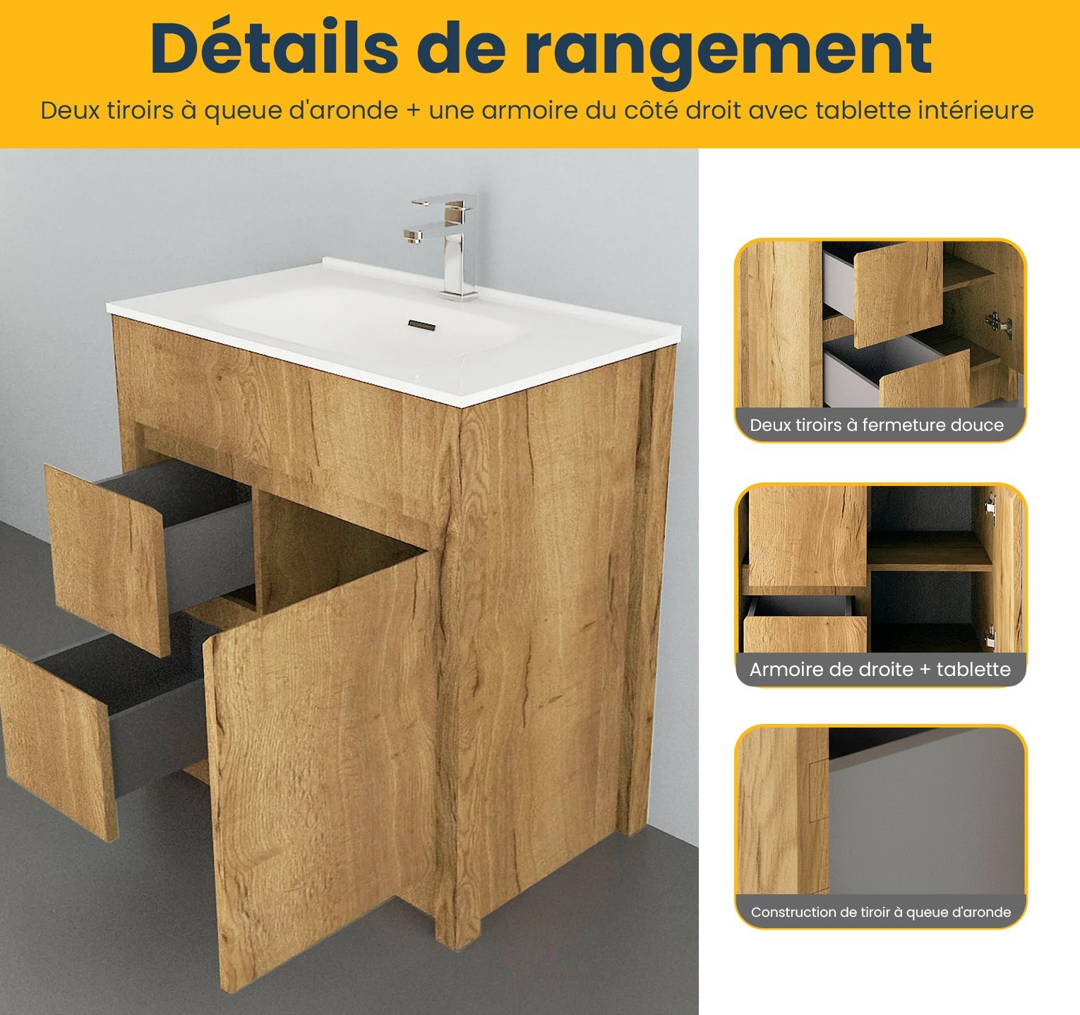 30" Frosted Oak Freestanding Bathroom Vanity with White Ceramic Countertop-Migration_Bathroom Vanities-DECOROLALA