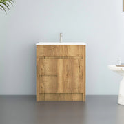 30" Frosted Oak Freestanding Bathroom Vanity with White Ceramic Countertop-Migration_Bathroom Vanities-DECOROLALA