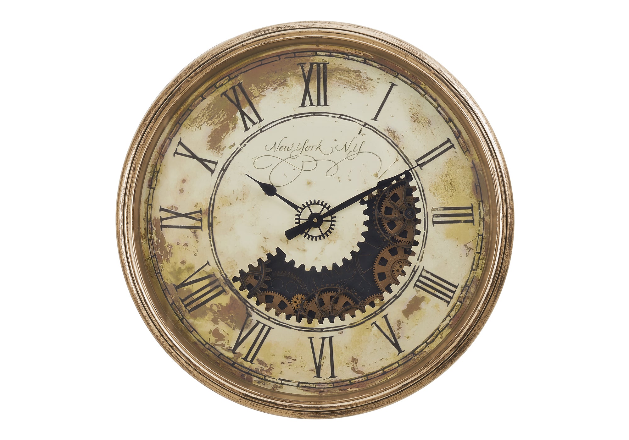 30" Gear Mechanism Wall Clock, Antique Gold-Clocks-DECOROLALA