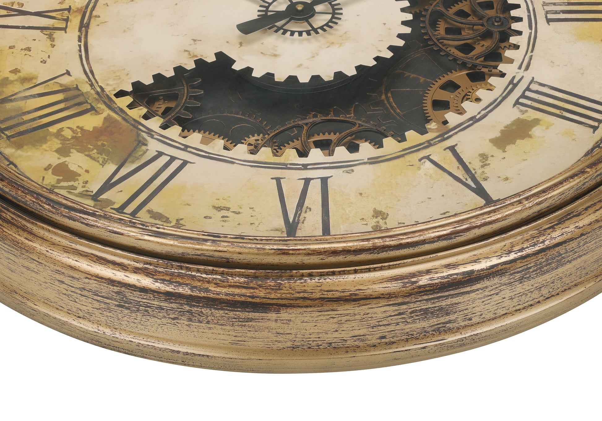 30" Gear Mechanism Wall Clock, Antique Gold-Clocks-DECOROLALA