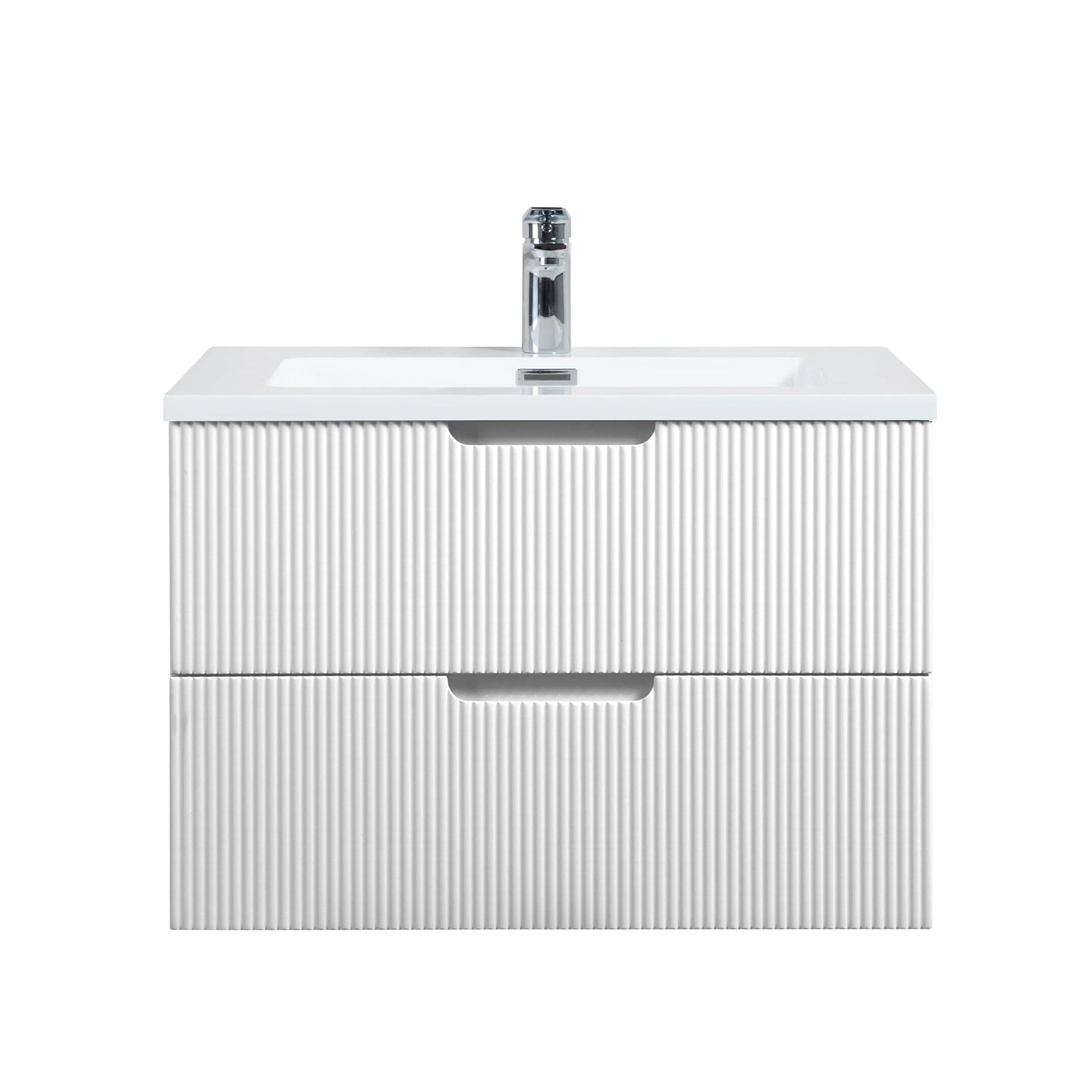 30" Glossy White Wall Mount Bathroom Vanity with White Polymarble Countertop-Migration_Bathroom Vanities-DECOROLALA