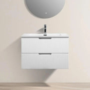 30" Glossy White Wall Mount Bathroom Vanity with White Polymarble Countertop-Migration_Bathroom Vanities-DECOROLALA