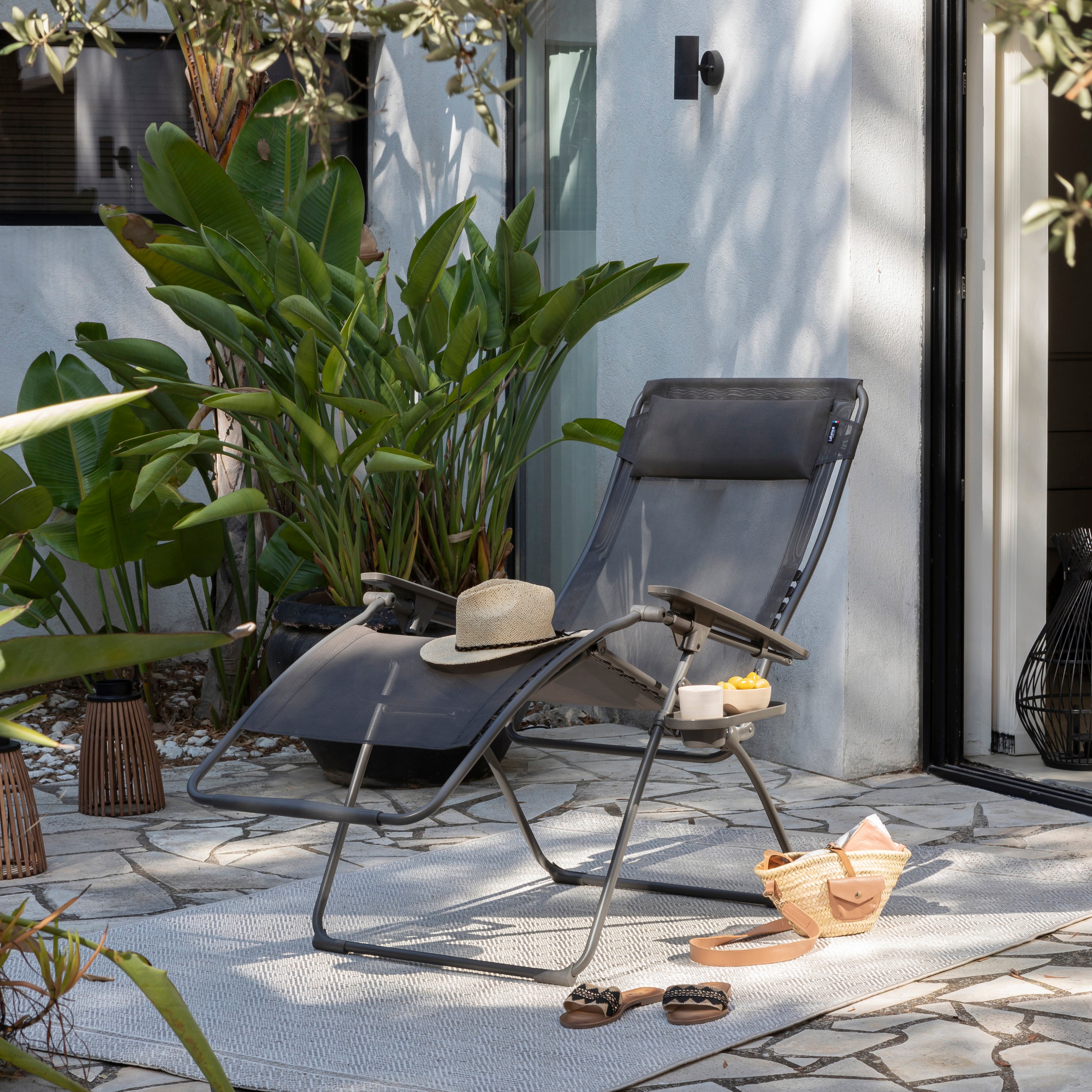 30" Graphite Metal Outdoor Zero Gravity Chair-Outdoor Chairs-DECOROLALA